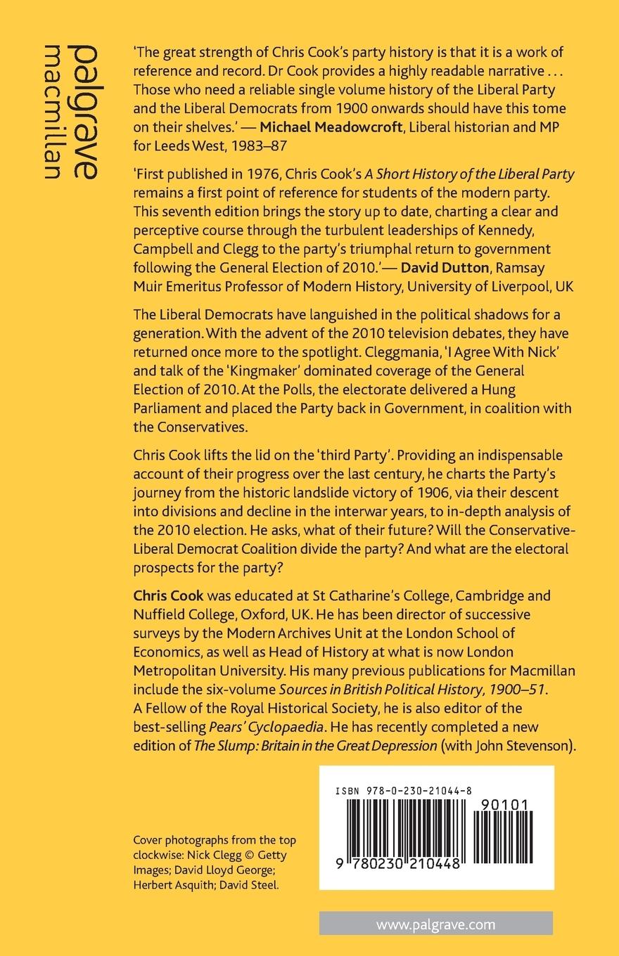 Rückseitencover A Short History of the Liberal Party