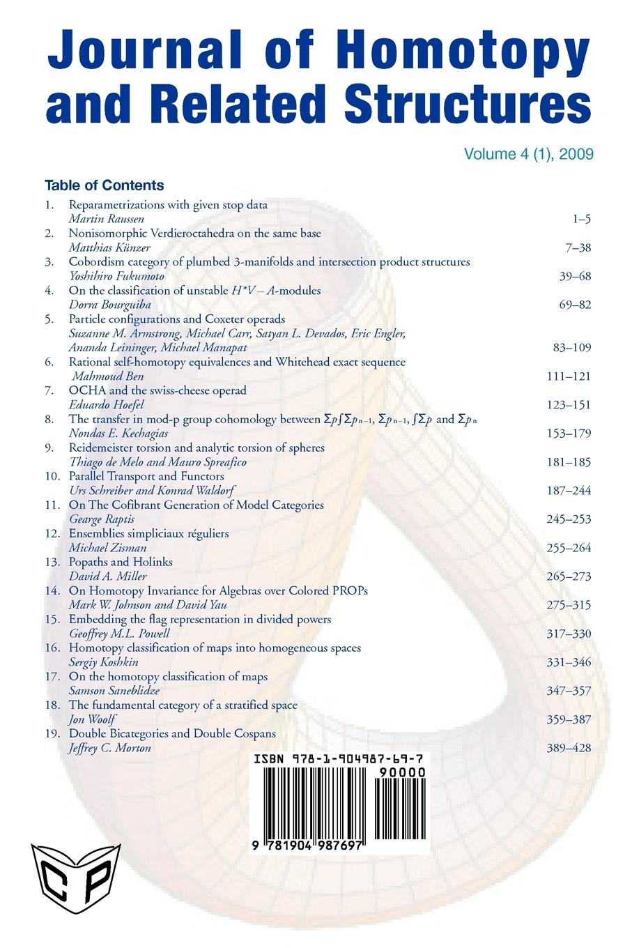 Rückseitencover Journal of Homotopy and Related Structures 4(1)