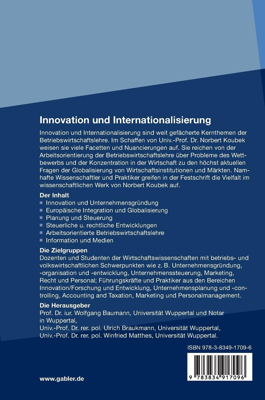 Rückseitencover Innovation und Internationalisierung