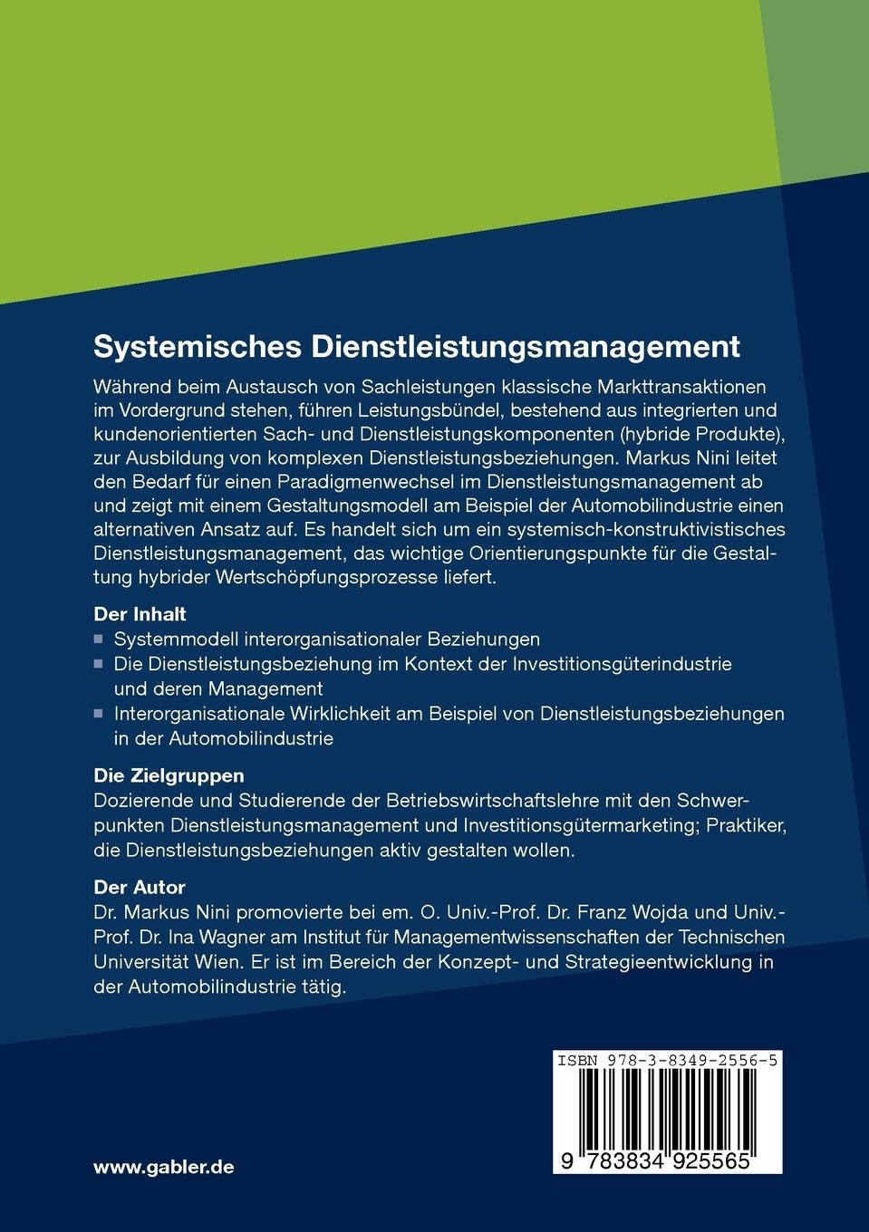 Rückseitencover Systemisches Dienstleistungsmanagement