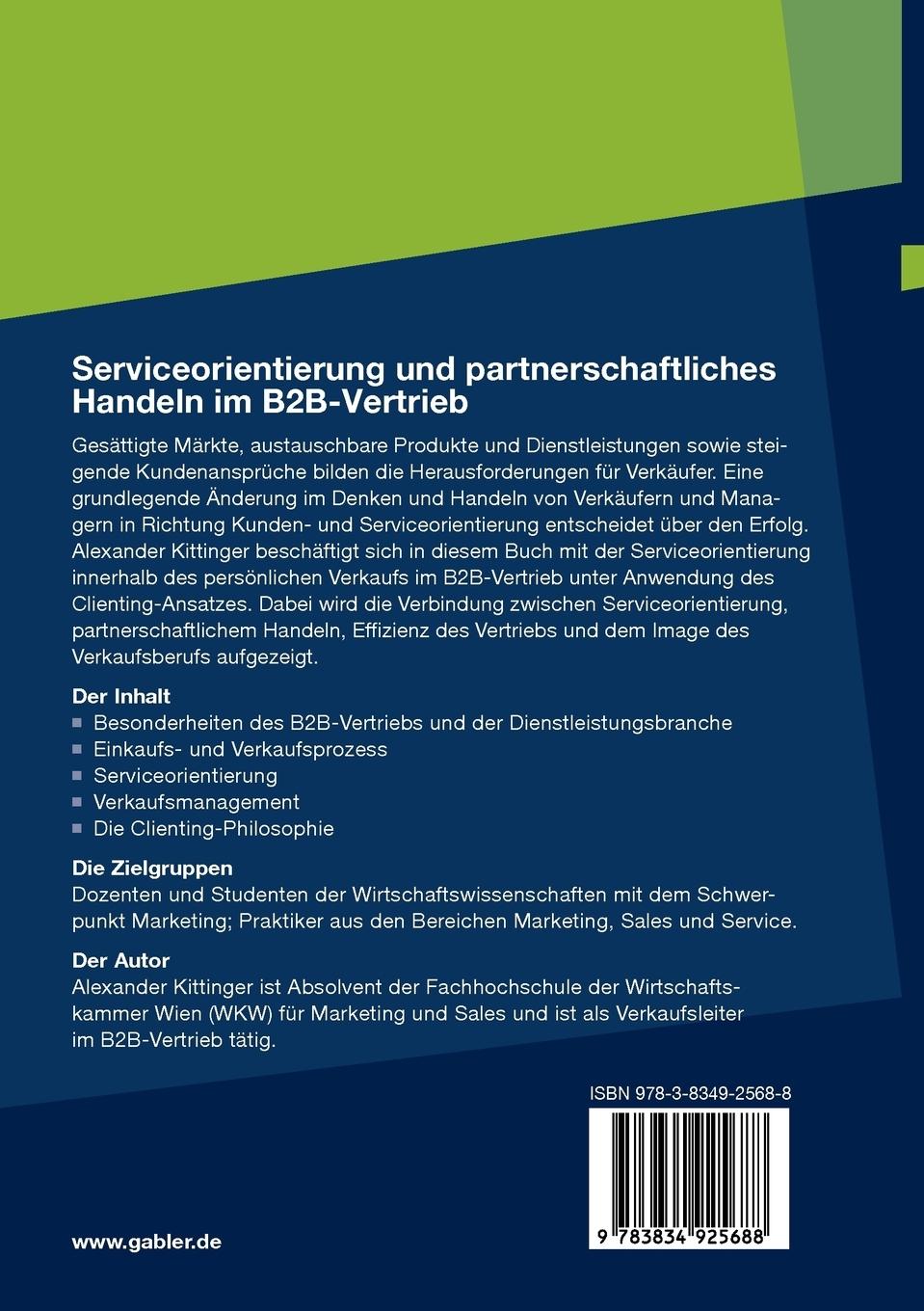 Rückseitencover Serviceorientierung und partnerschaftliches Handeln im B2B-Vertrieb