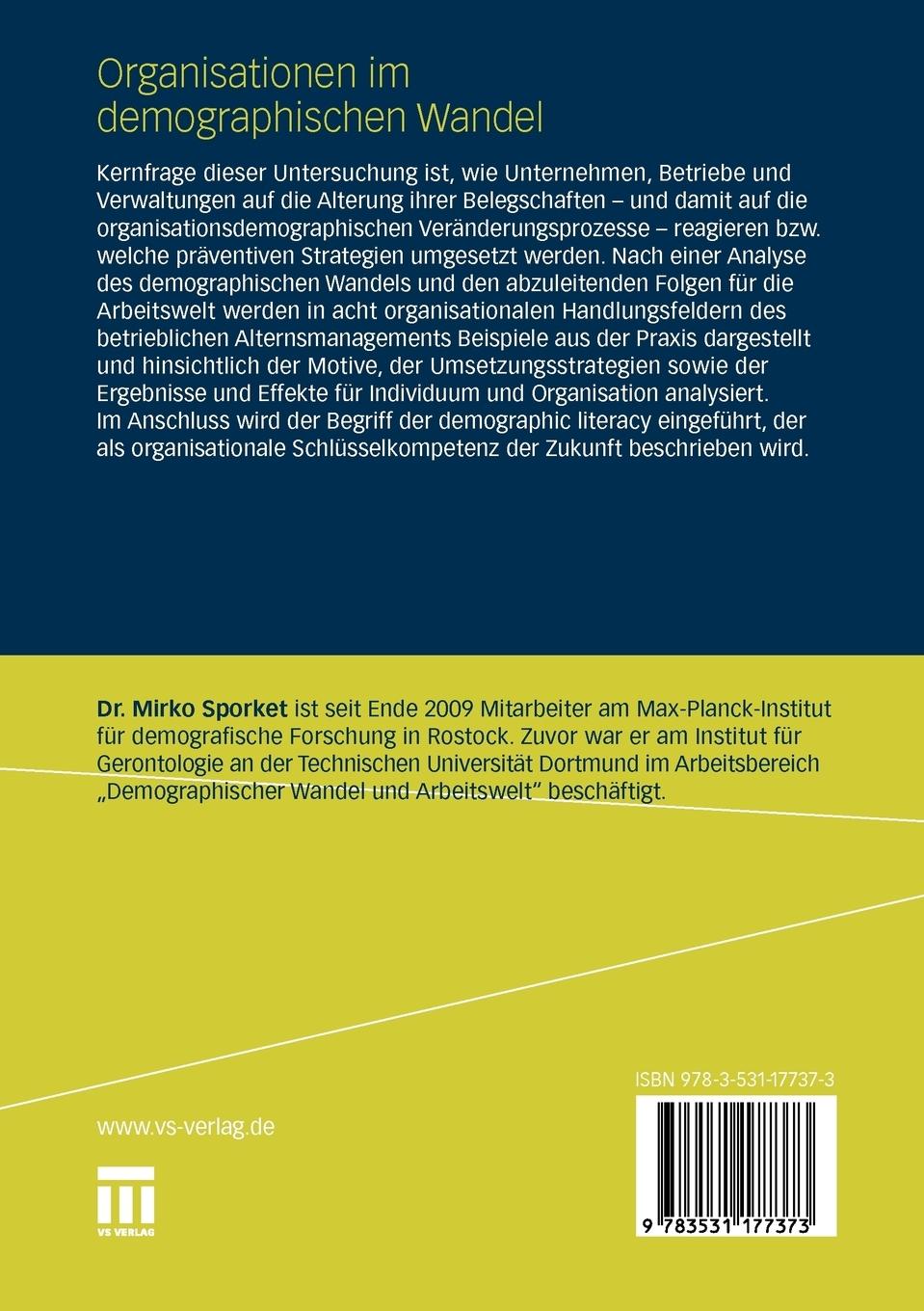 Rückseitencover Organisationen im demographischen Wandel