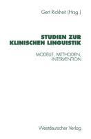 Vorderes Coverbild Studien zur Klinischen Linguistik