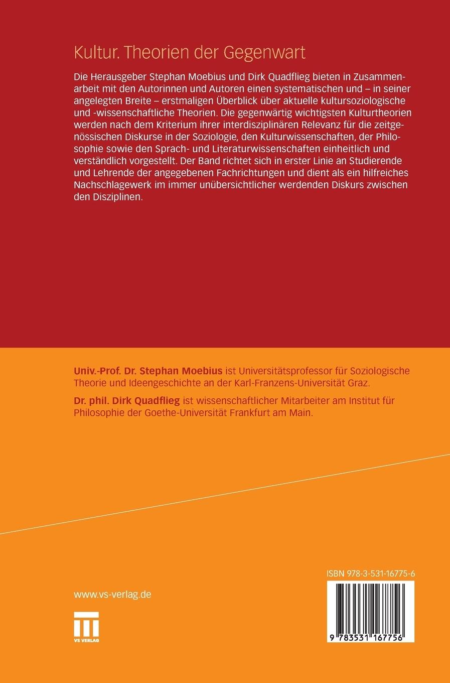 Rückseitencover Kultur. Theorien der Gegenwart