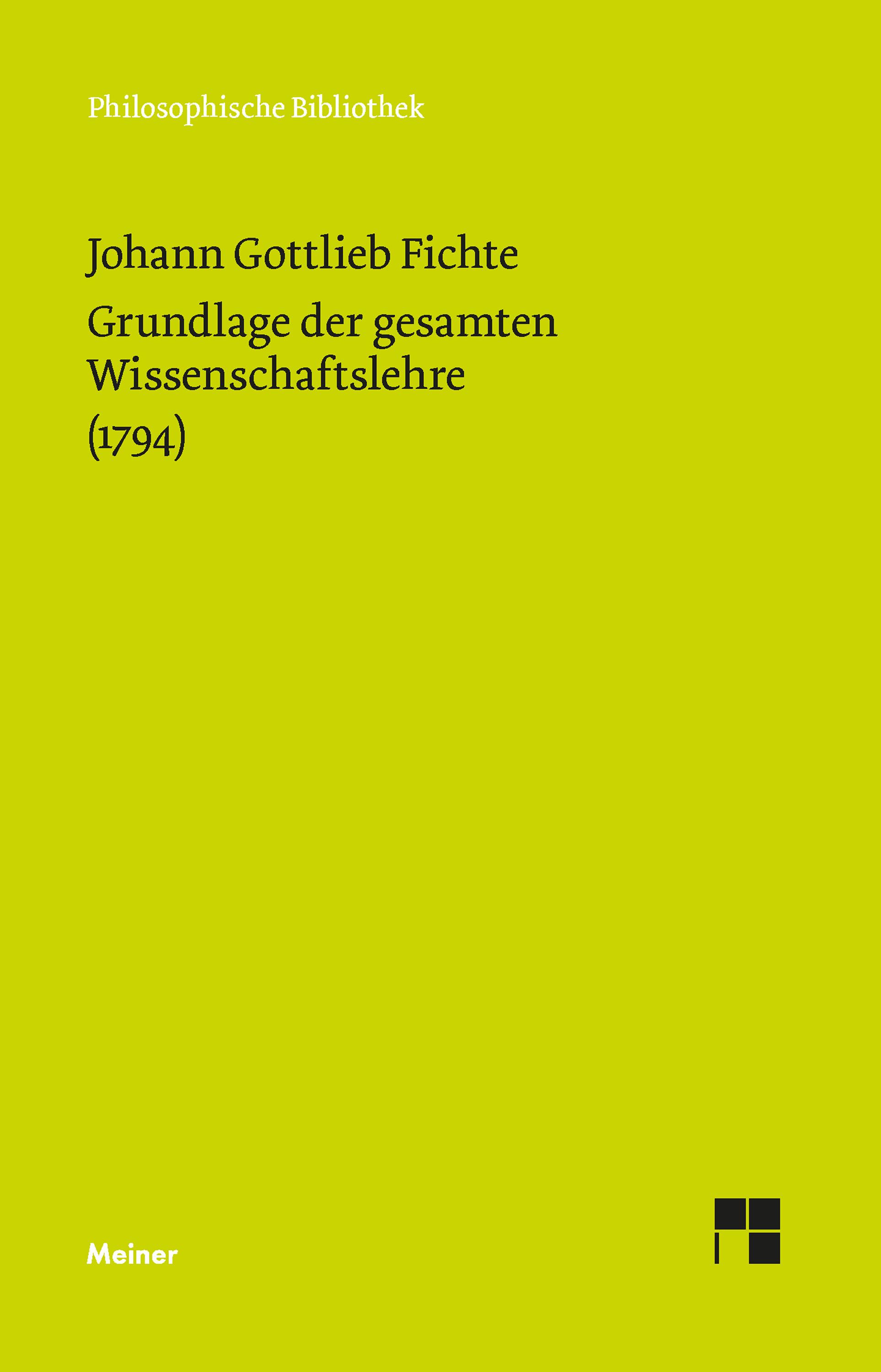 Vorderes Coverbild Grundlage der gesamten Wissenschaftslehre