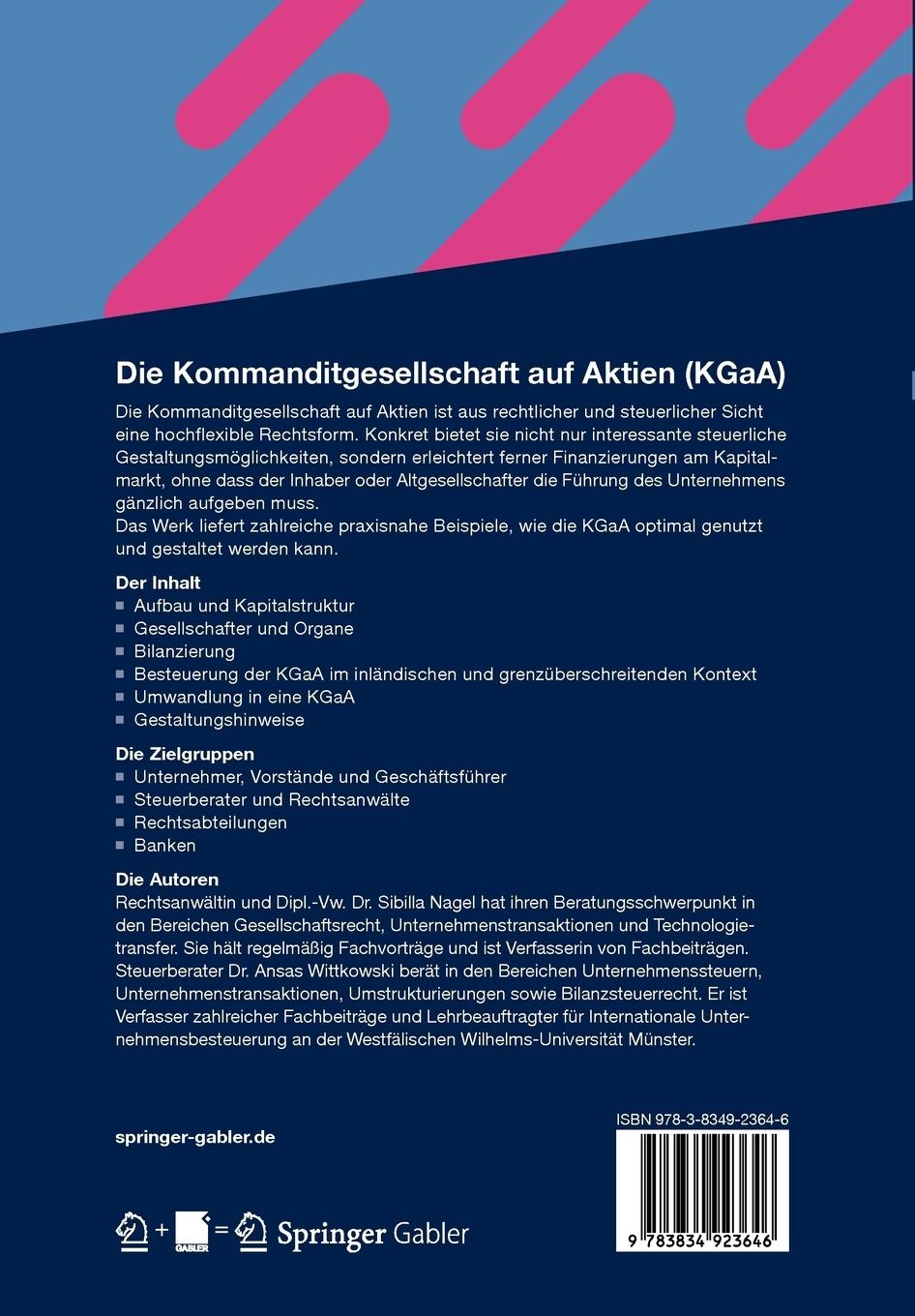 Rückseitencover Die Kommanditgesellschaft auf Aktien (KGaA)