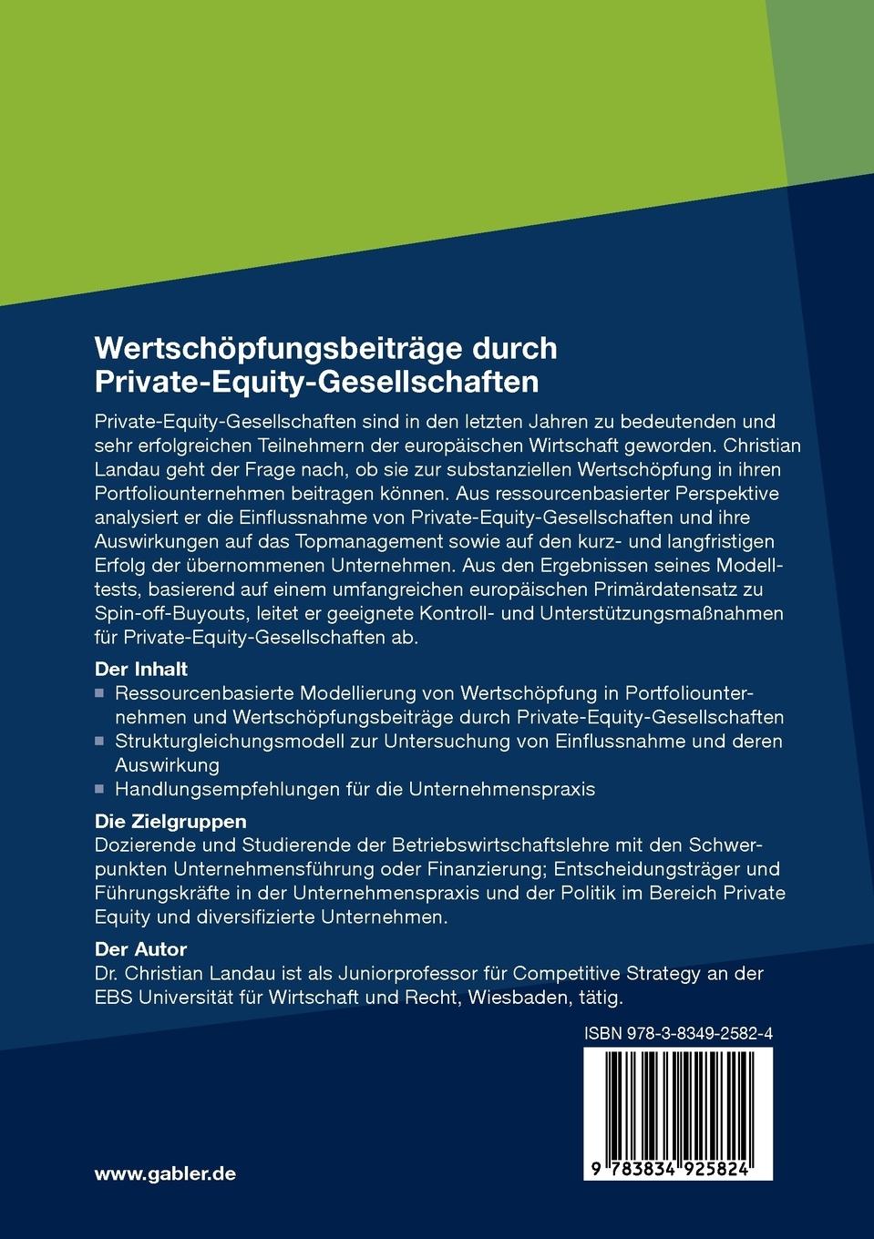 Rückseitencover Wertschöpfungsbeiträge durch Private-Equity-Gesellschaften