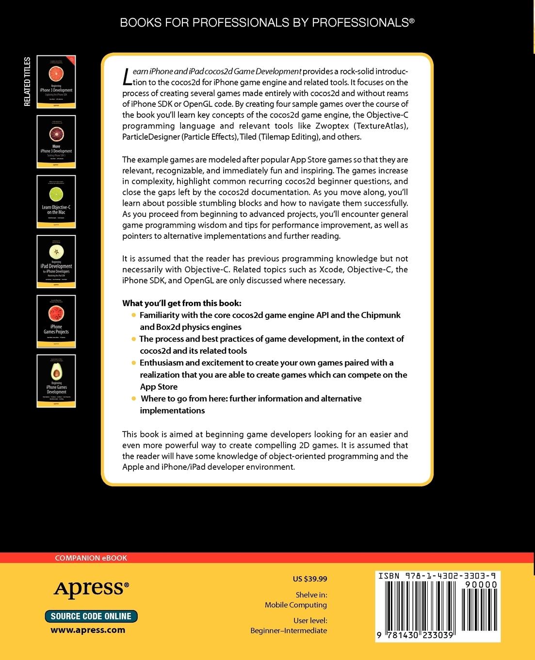 Rückseitencover Learn iPhone and iPad Cocos2d Game Development