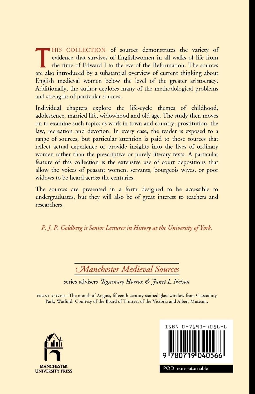 Rückseitencover Women in England, 1275-1525