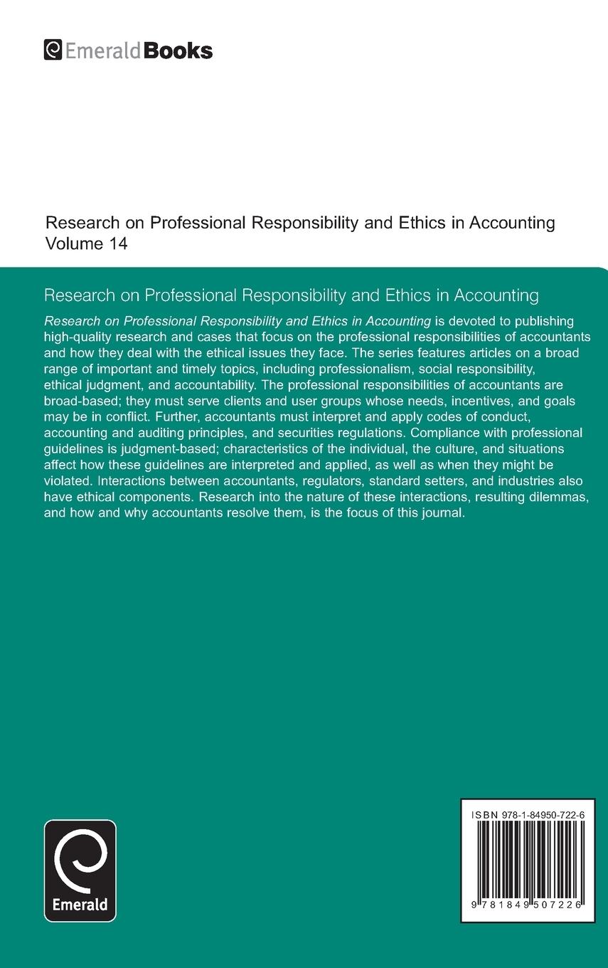 Rückseitencover Research on Professional Responsibility and Ethics in Accounting