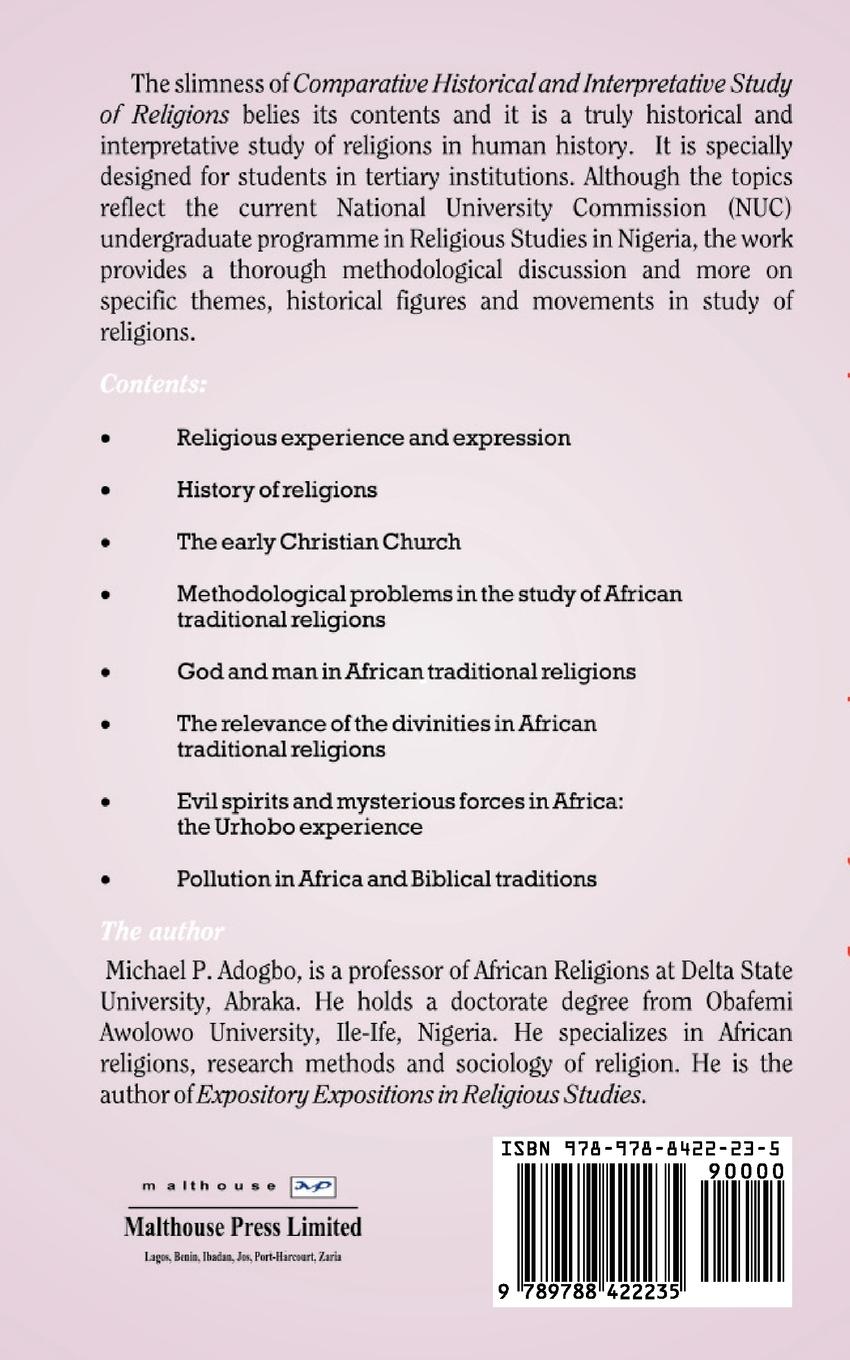 Rückseitencover Comparative Historical and Interpretative Study of Religions