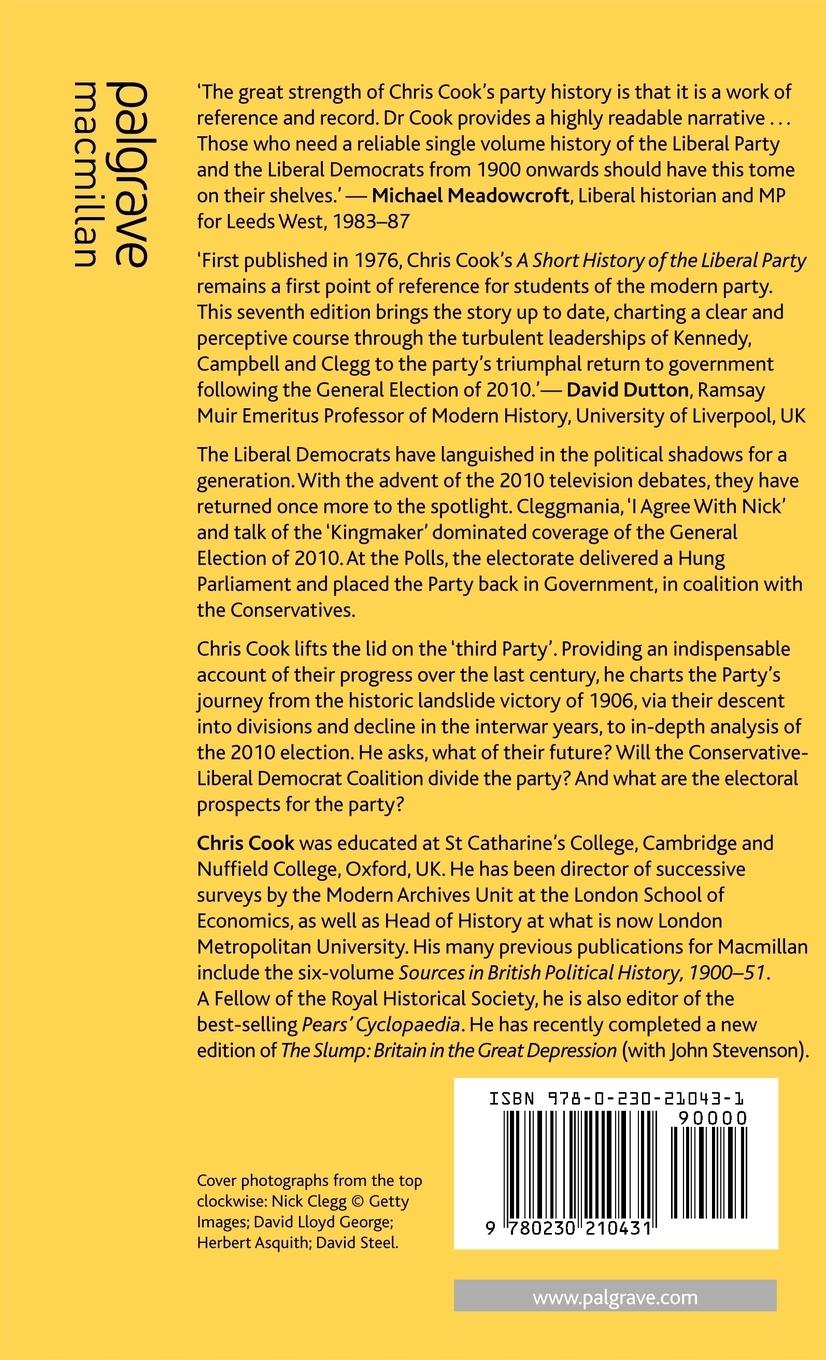 Rückseitencover A Short History of the Liberal Party