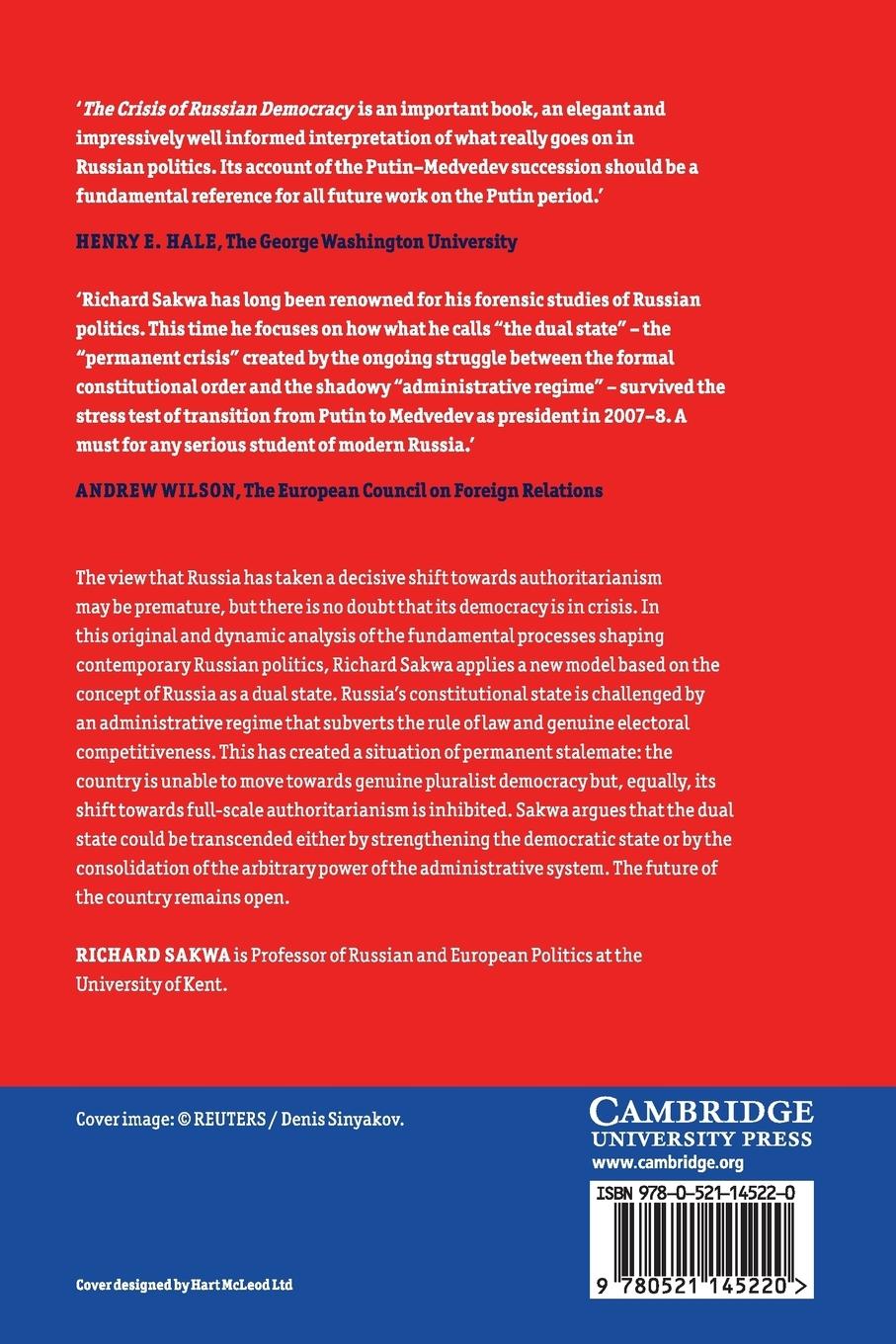 Rückseitencover The Crisis of Russian Democracy