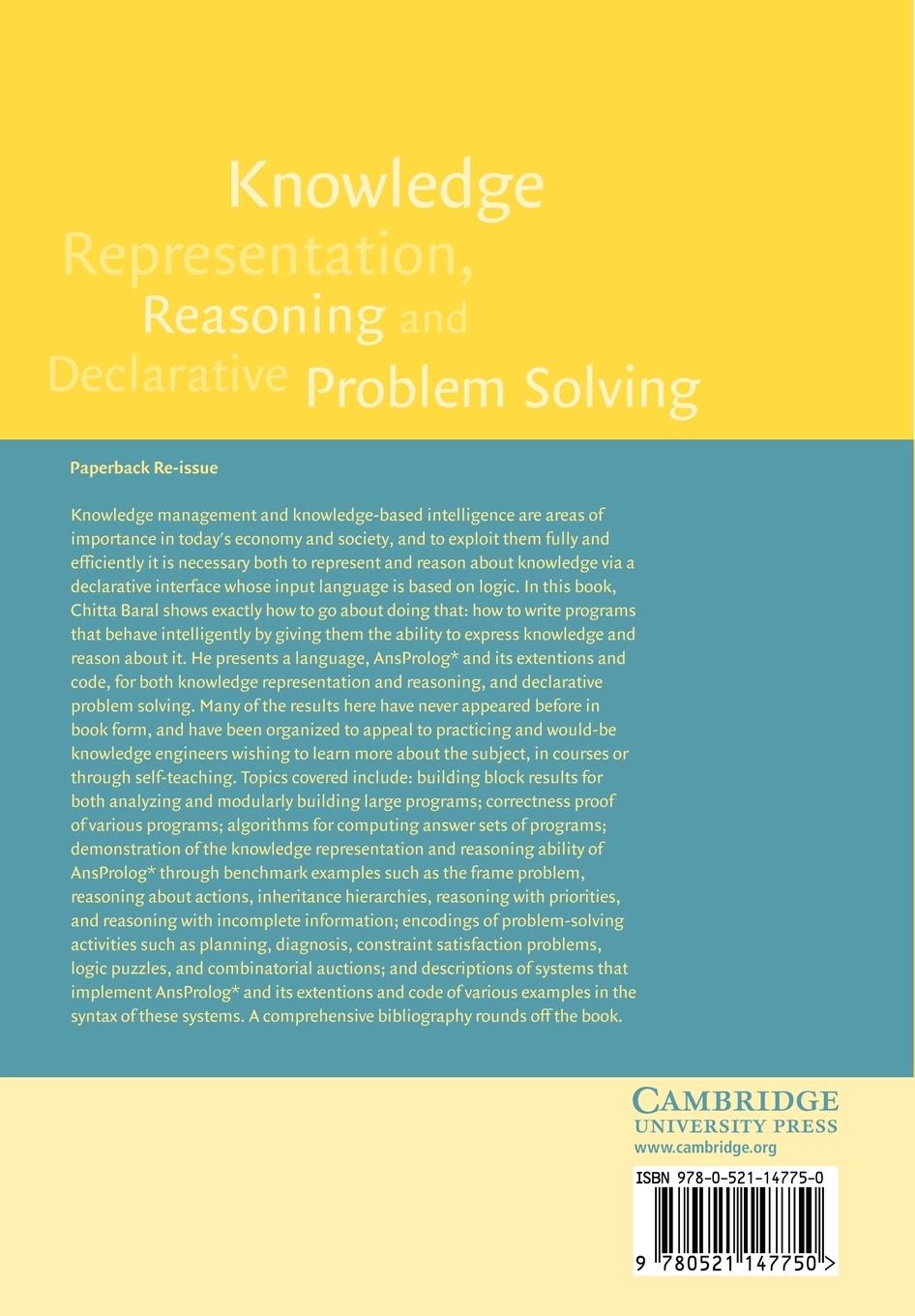 Rückseitencover Knowledge Representation, Reasoning and Declarative Problem Solving