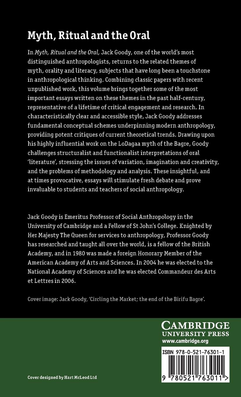 Rückseitencover Myth, Ritual and the Oral