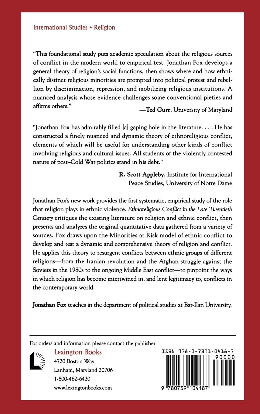 Rückseitencover Ethnoreligious Conflict in the Late 20th Century