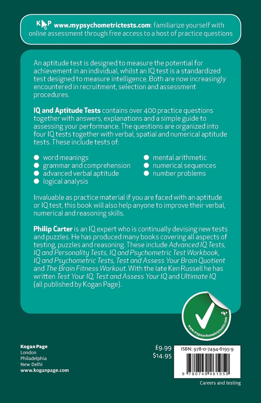 Rückseitencover IQ and Aptitude Tests