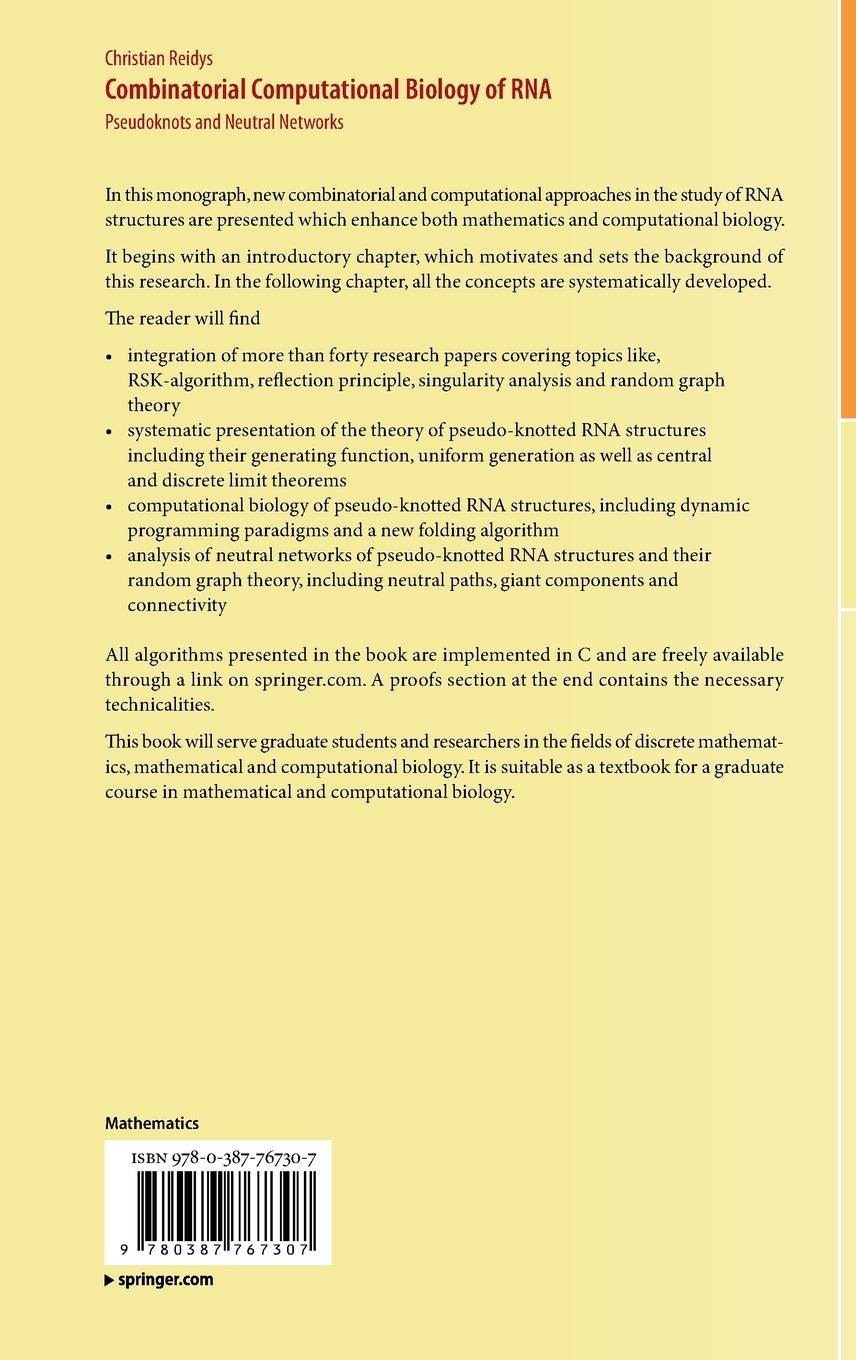 Rückseitencover Combinatorial Computational Biology of RNA