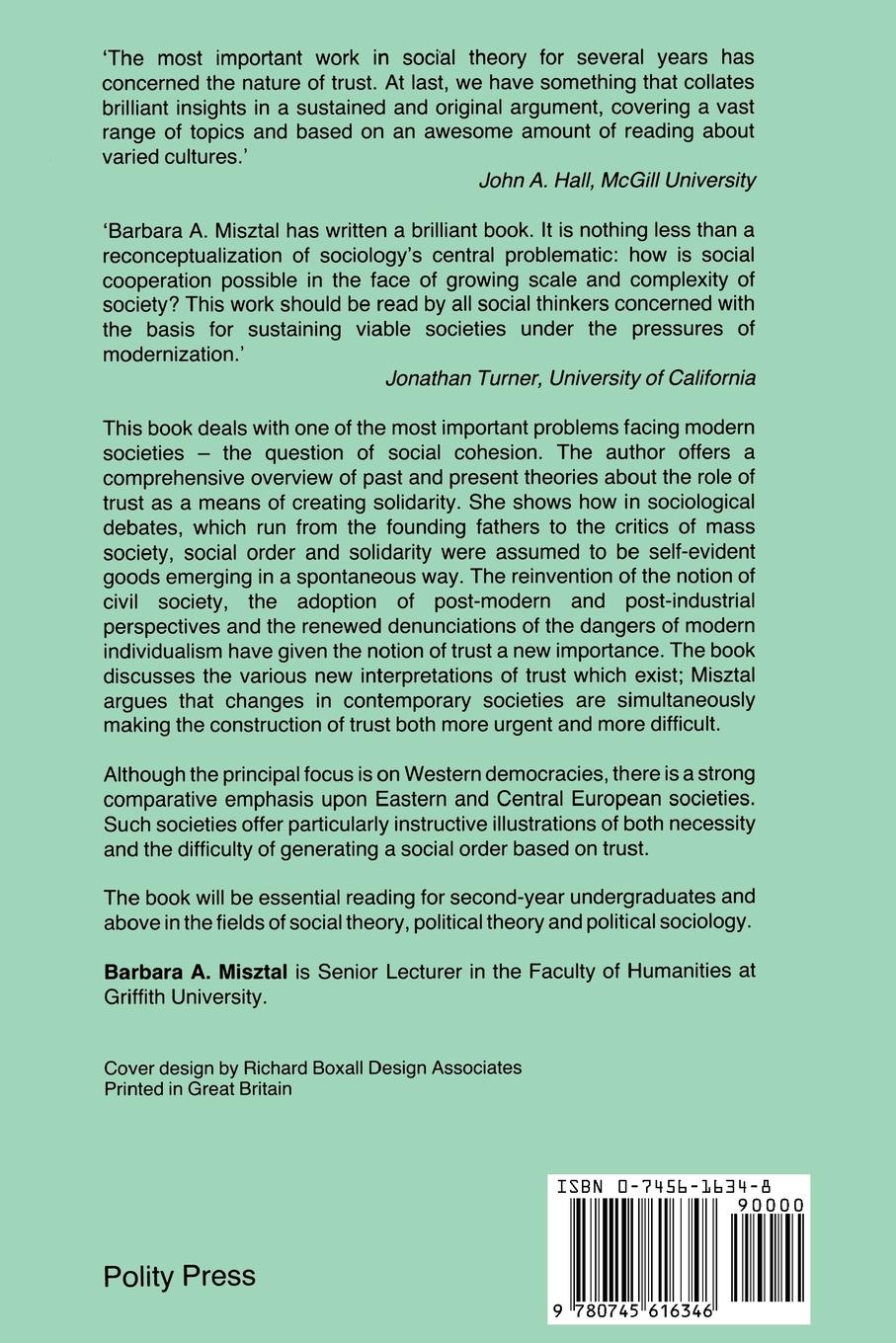 Rückseitencover Trust in Modern Societies