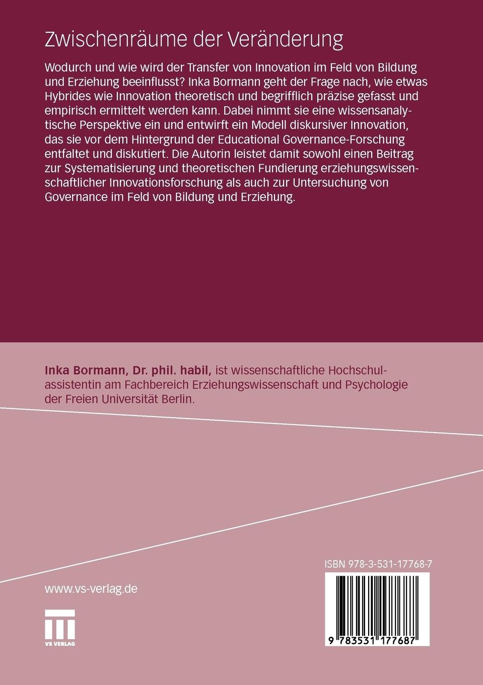 Rückseitencover Zwischenräume der Veränderung