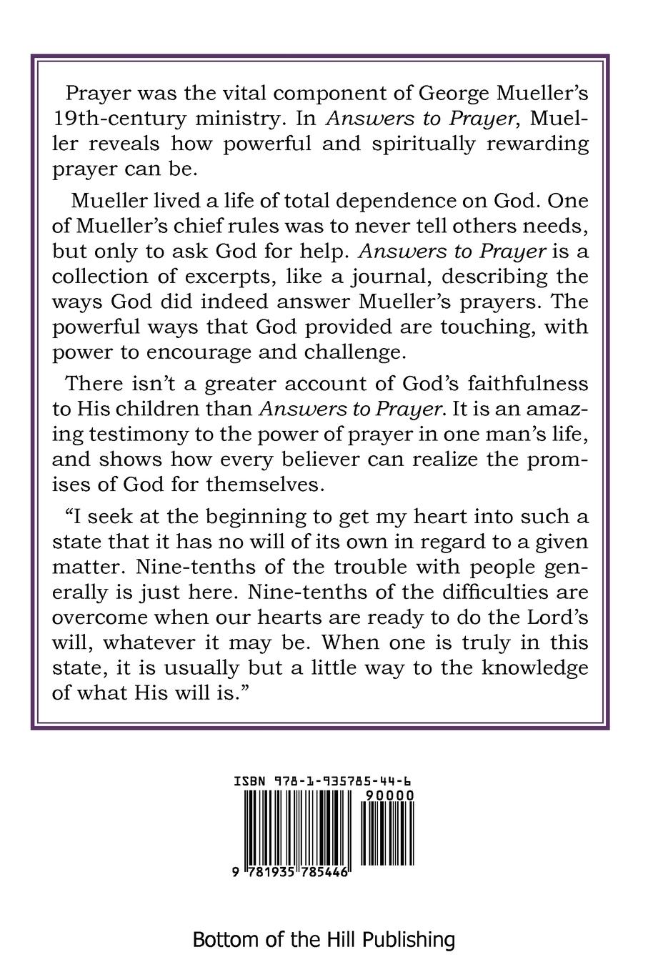 Rückseitencover Answers to Prayer