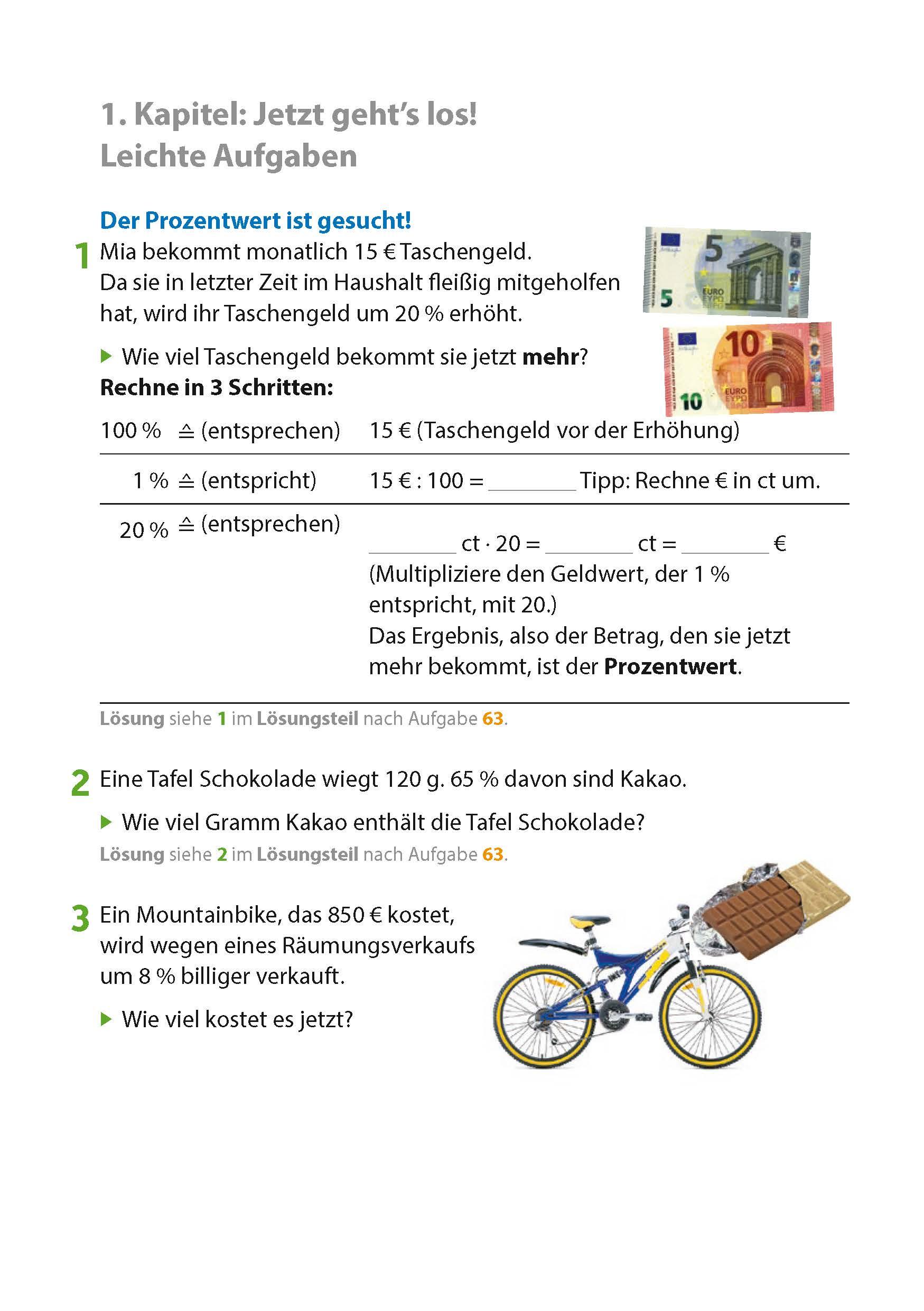 Beispielinhalt (Bild) Prozentrechnen 6.-9. Klasse
