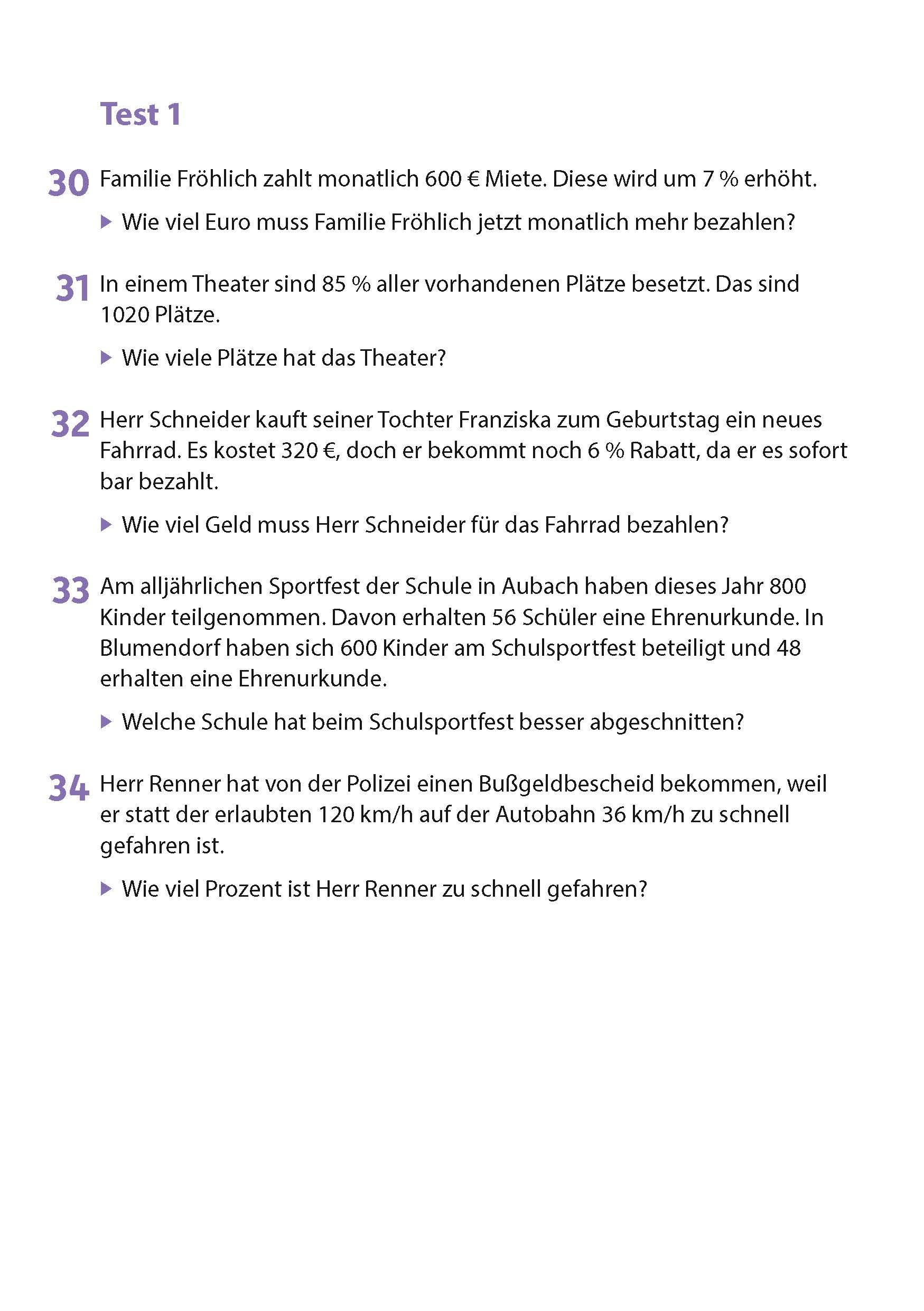 Beispielinhalt (Bild) Prozentrechnen 6.-9. Klasse