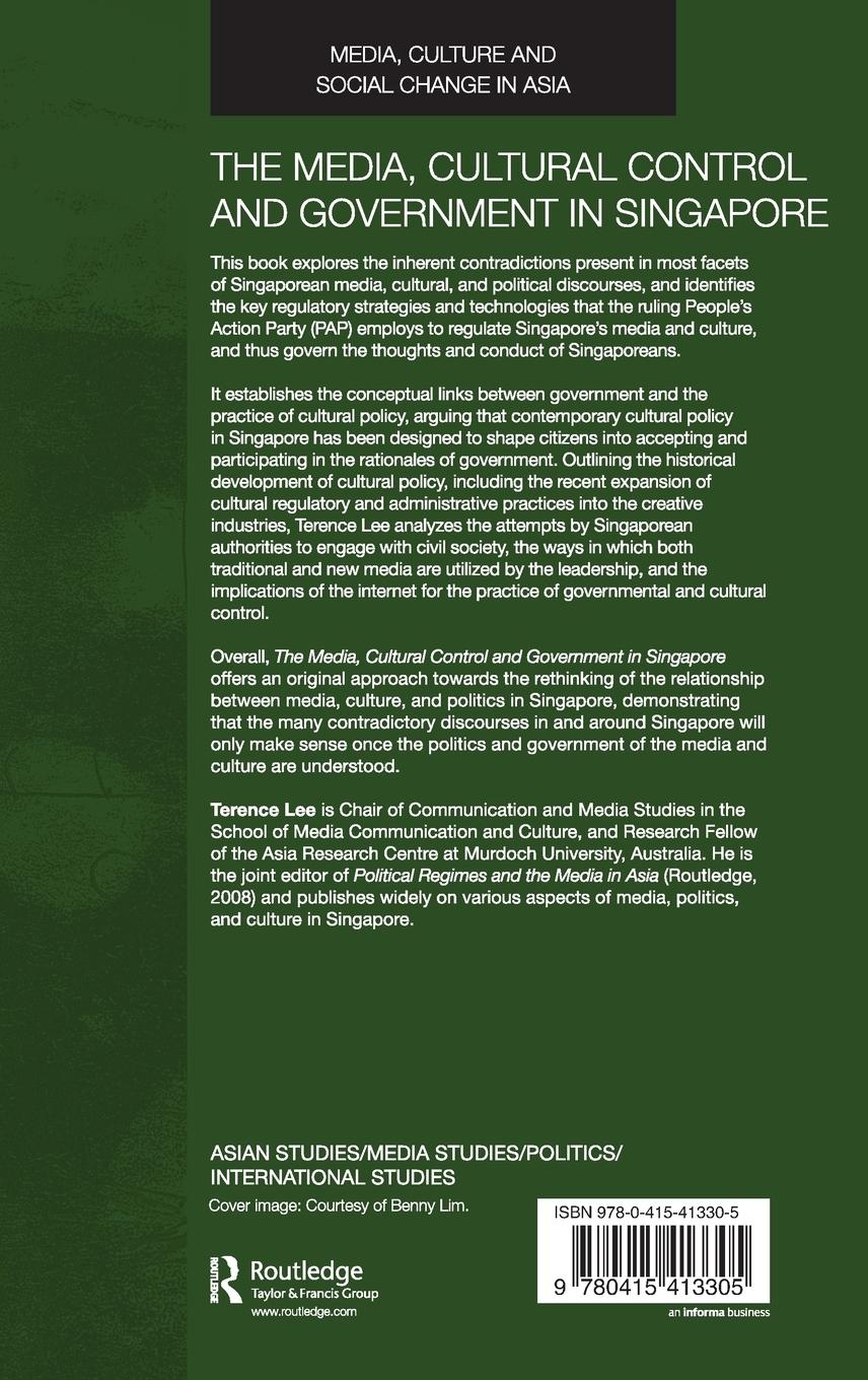 Rückseitencover The Media, Cultural Control and Government in Singapore