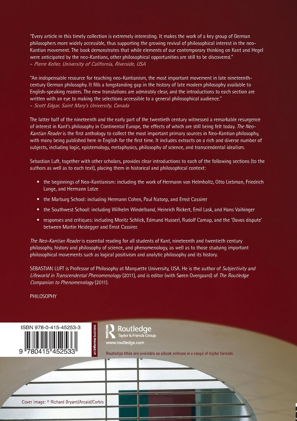 Rückseitencover The Neo-Kantian Reader