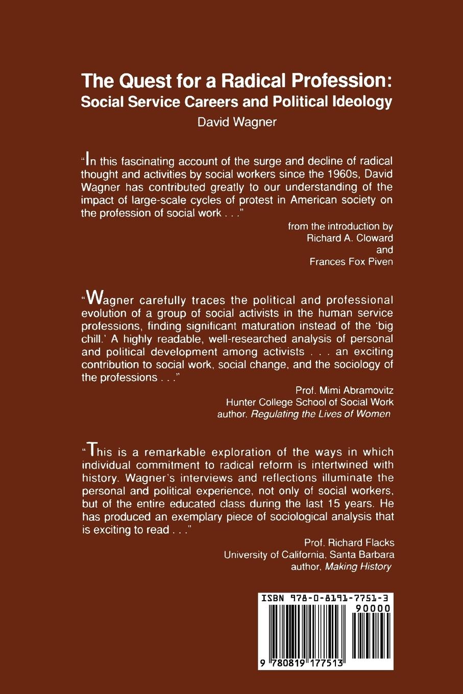 Rückseitencover Quest for a Radical Profession