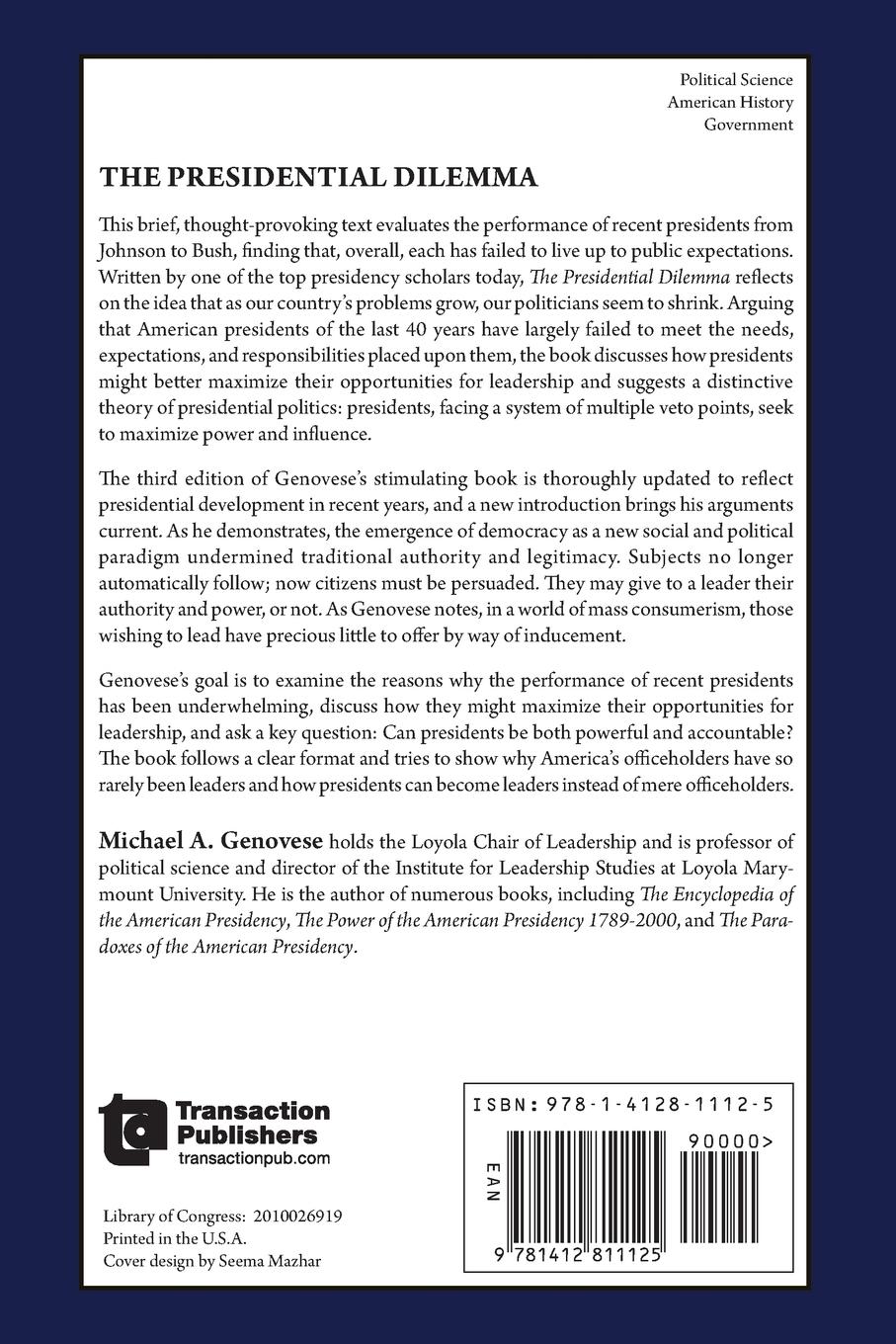 Rückseitencover The Presidential Dilemma