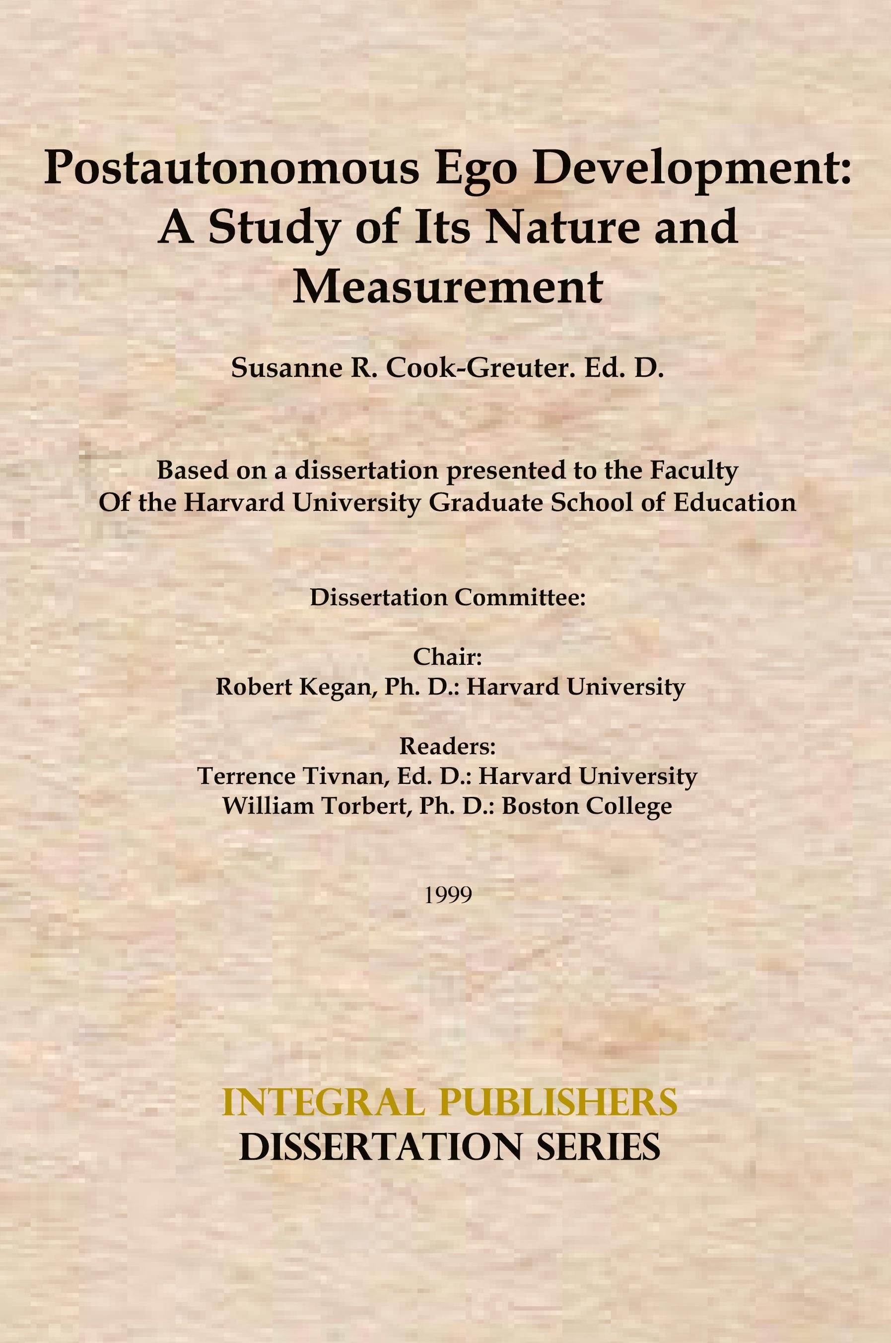 Vorderes Coverbild Postautonomous Ego Development