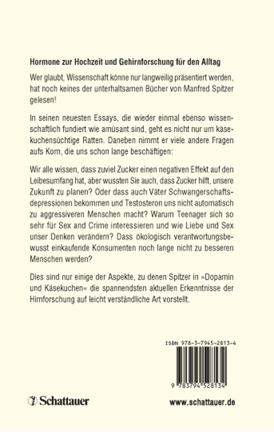 Rückseitencover Dopamin und Käsekuchen (Wissen & Leben, Bd. ?)
