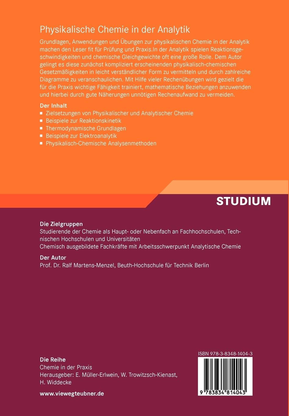 Rückseitencover Physikalische Chemie in der Analytik
