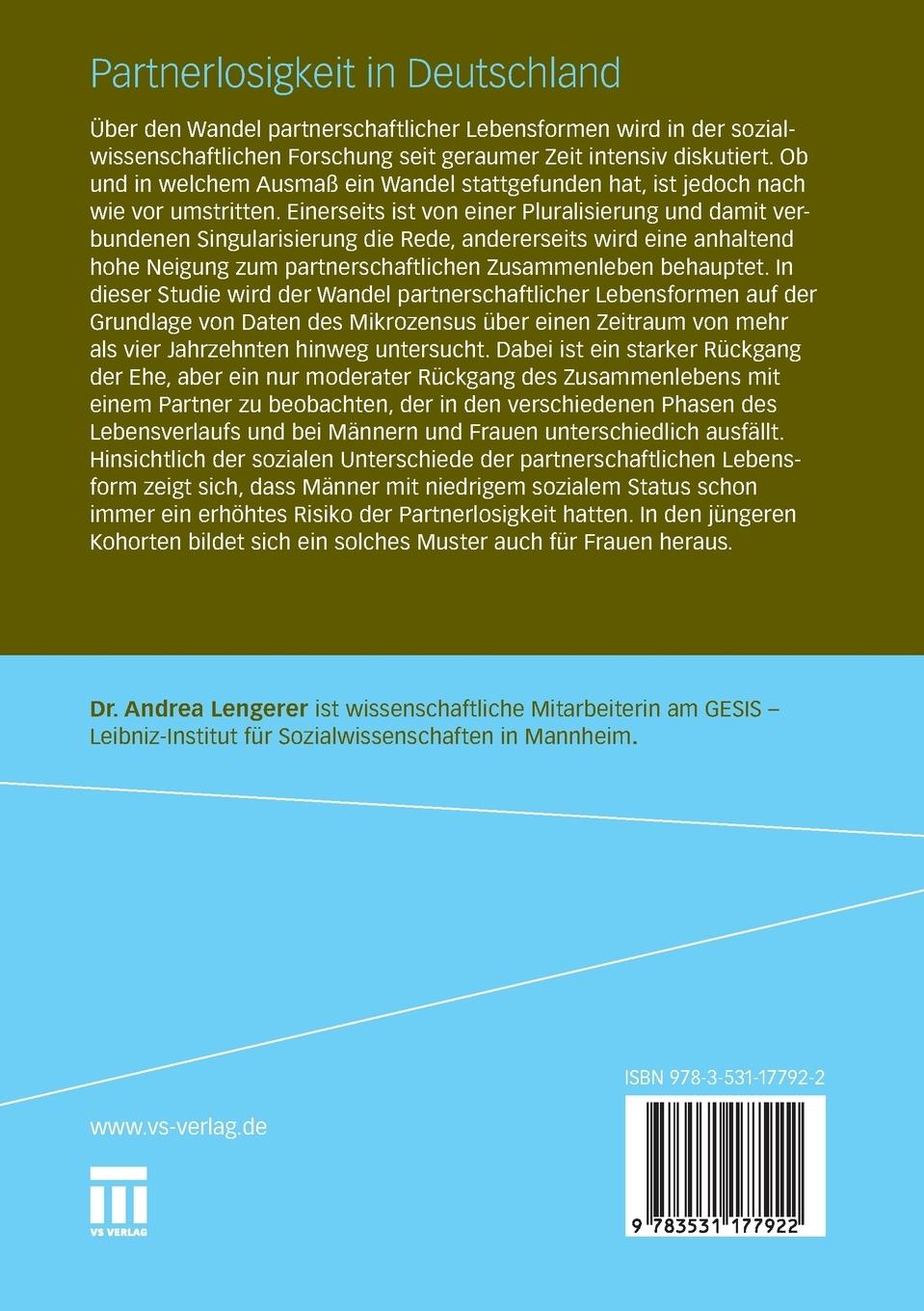 Rückseitencover Partnerlosigkeit in Deutschland