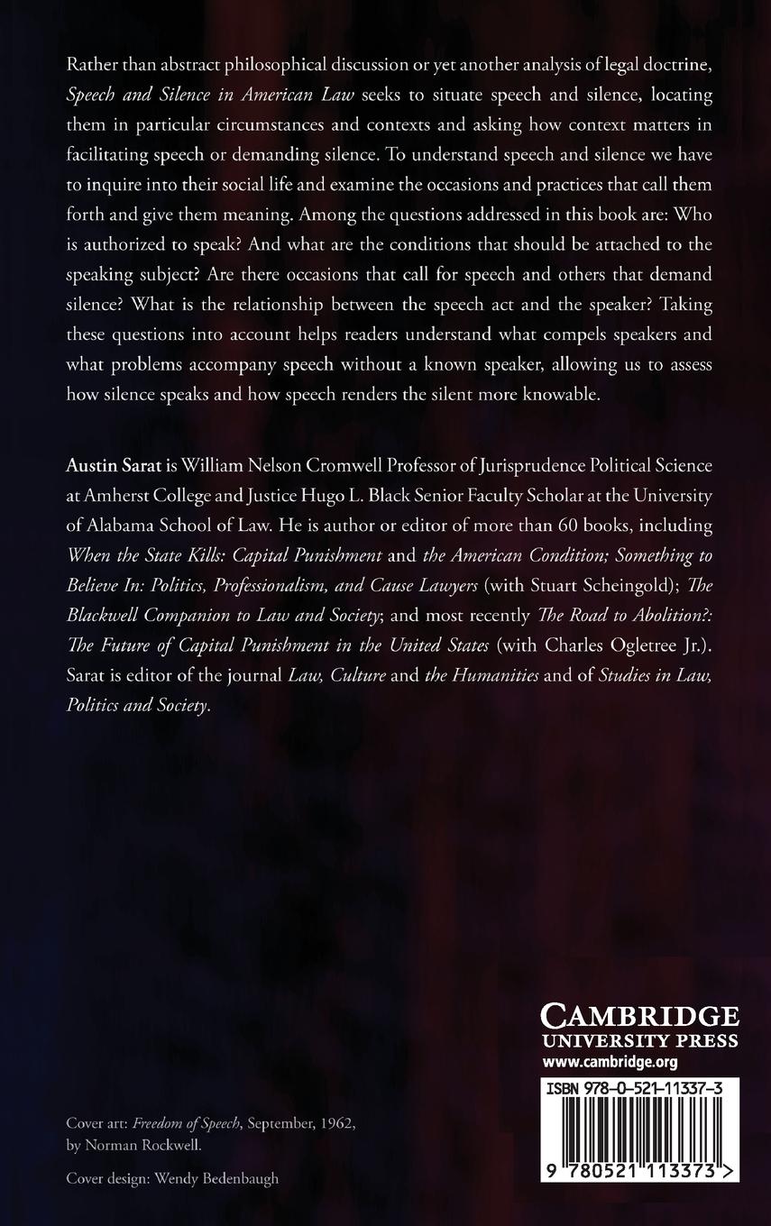 Rückseitencover Speech and Silence in American Law