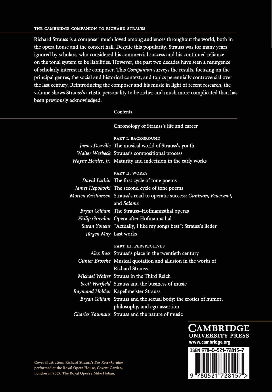 Rückseitencover The Cambridge Companion to Richard Strauss