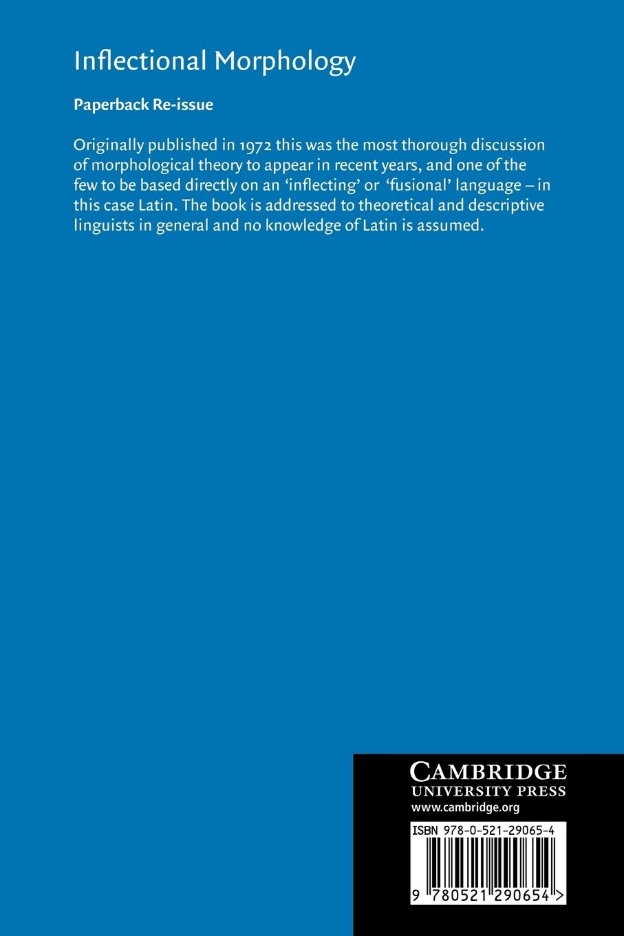 Rückseitencover Inflectional Morphology