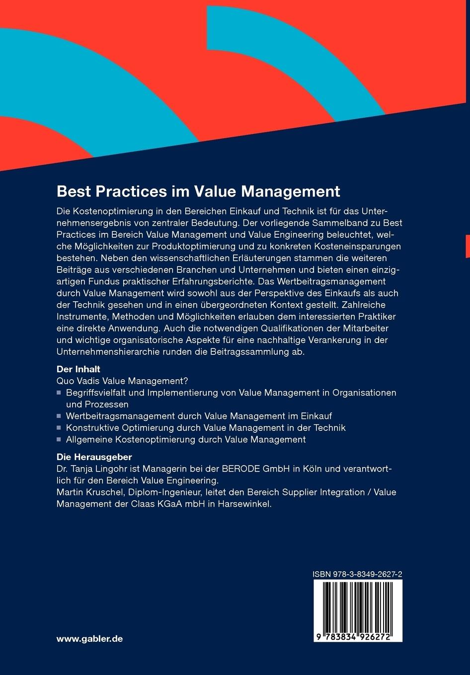Rückseitencover Best Practices im Value Management
