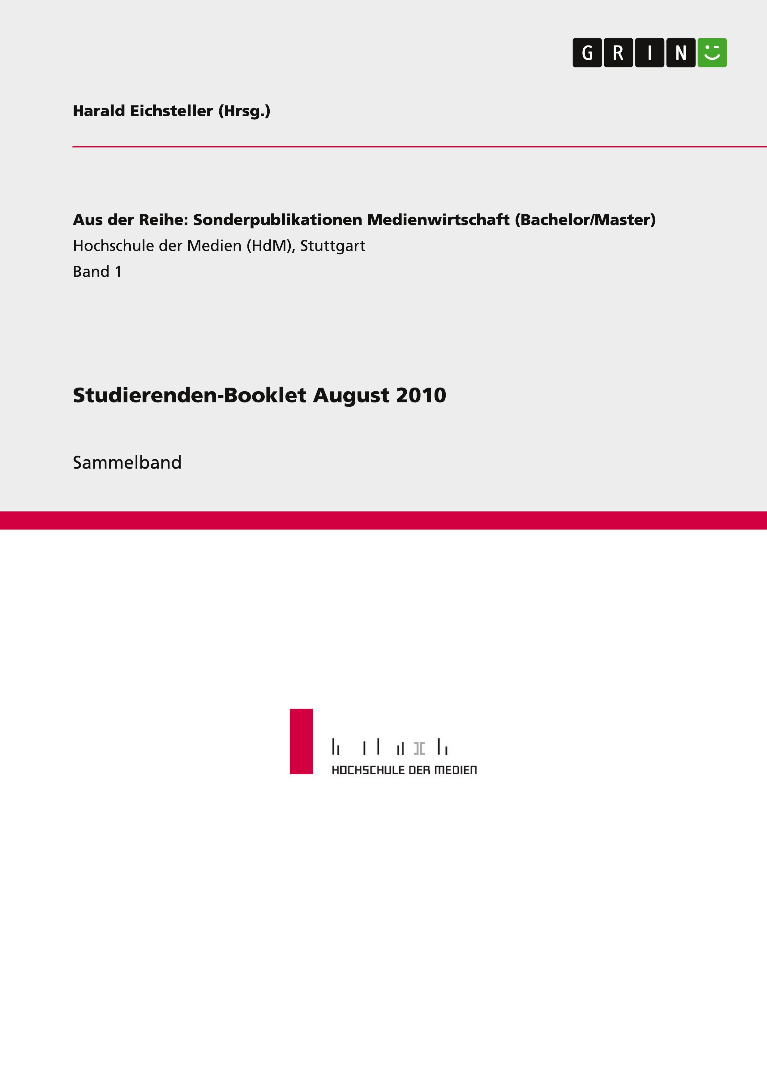 Vorderes Coverbild Studierenden-Booklet August 2010