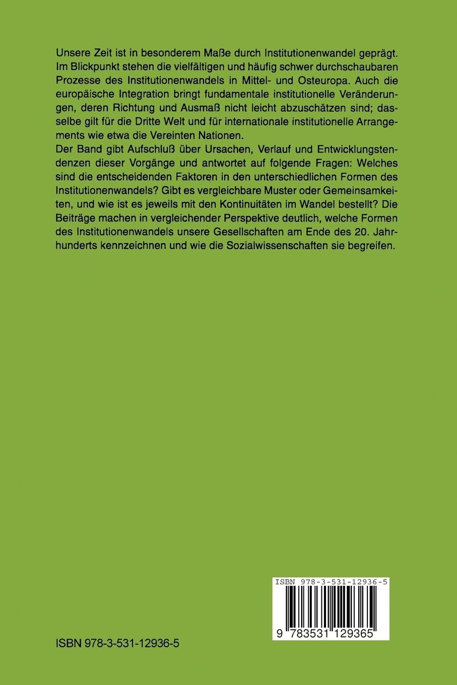 Rückseitencover Institutionenwandel