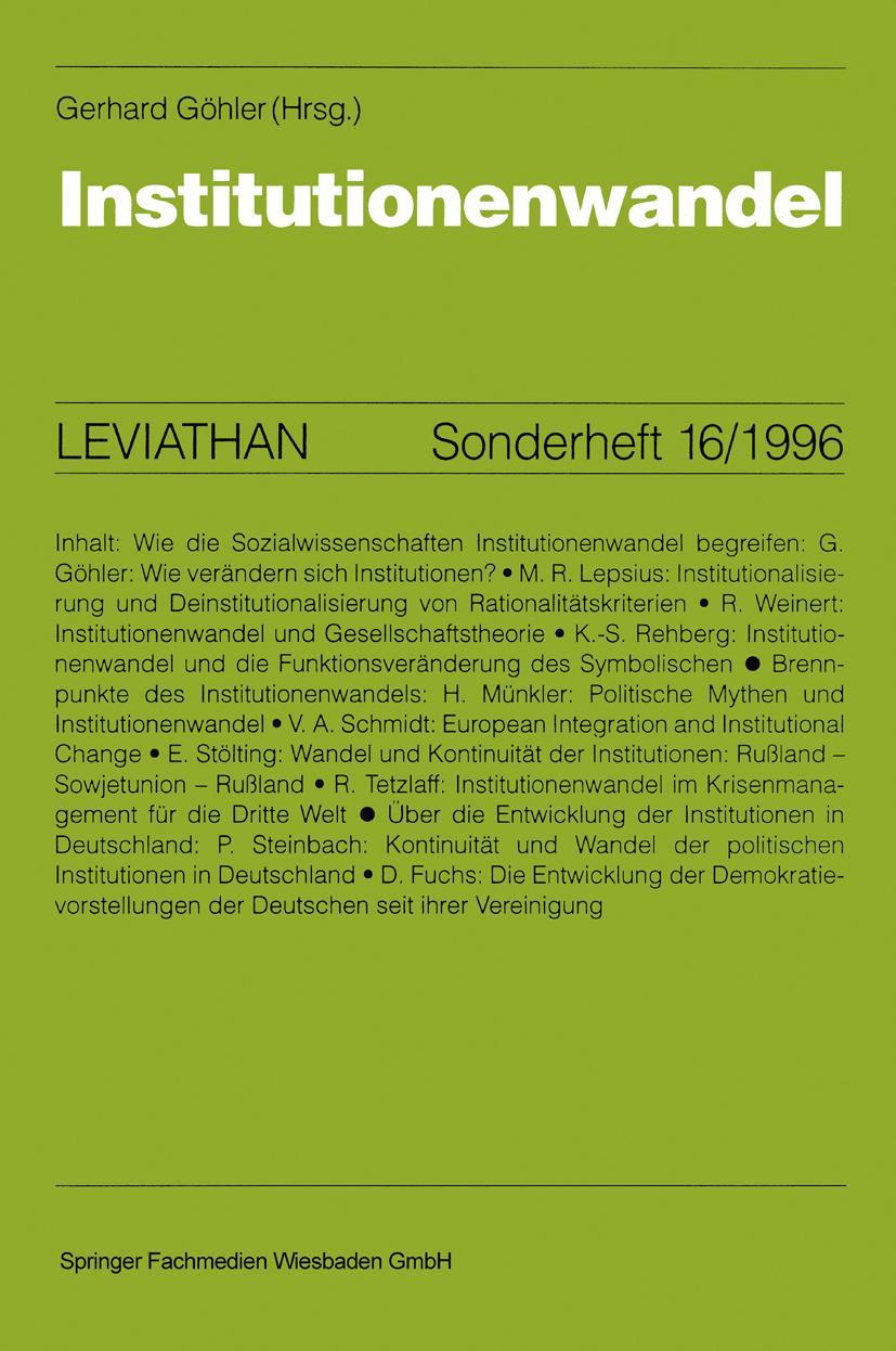 Vorderes Coverbild Institutionenwandel