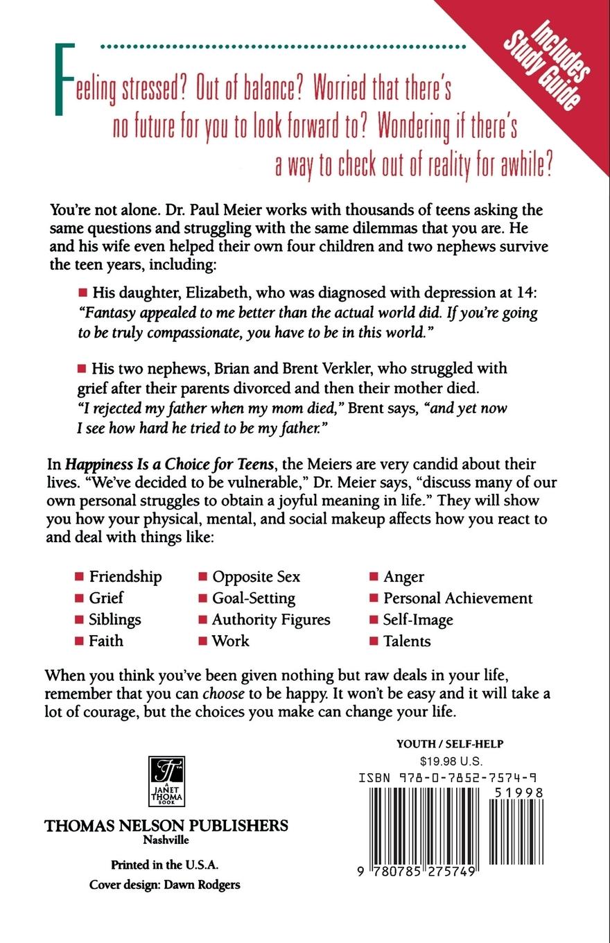 Rückseitencover Happiness Is a Choice for Teens