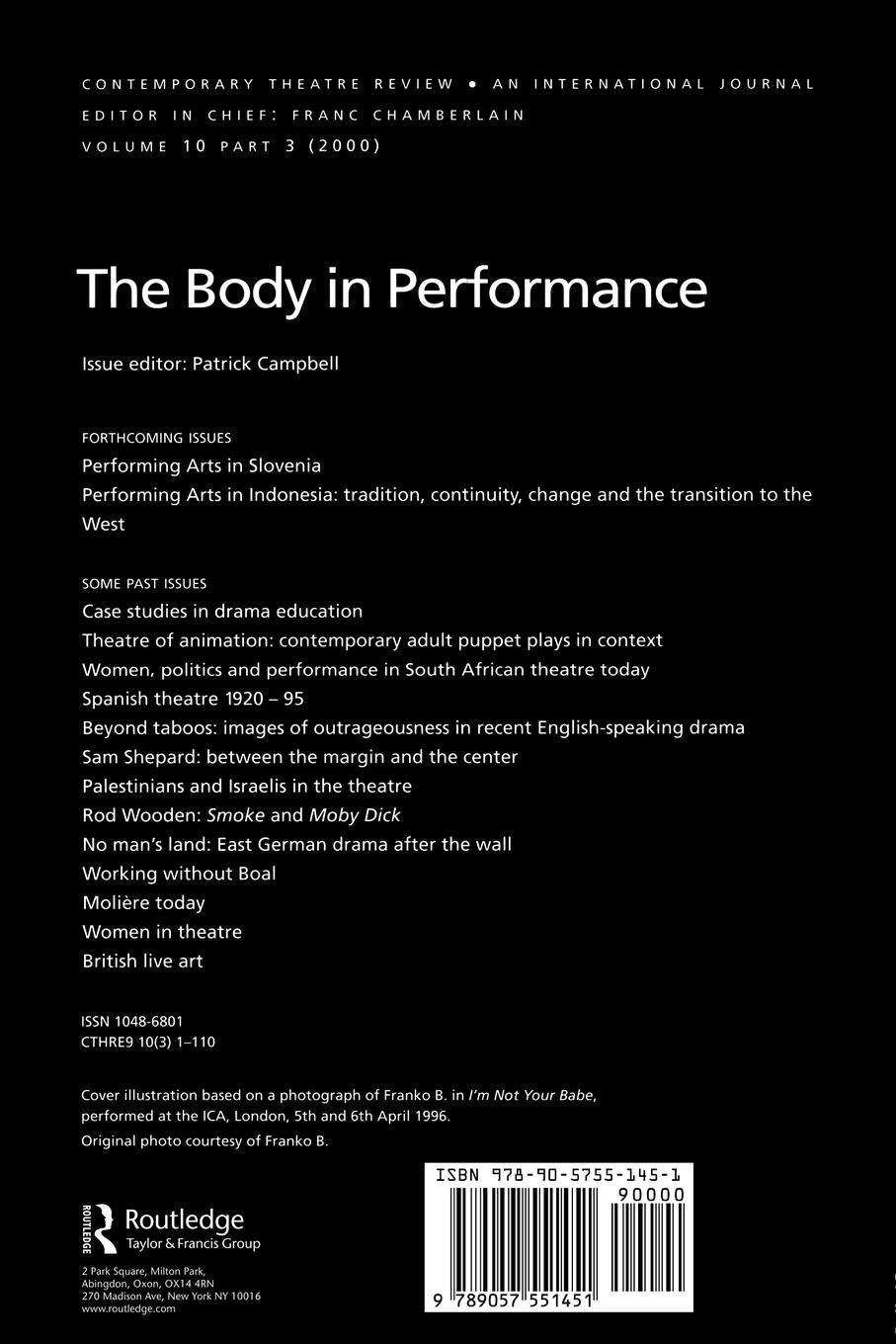 Rückseitencover The Body in Performance