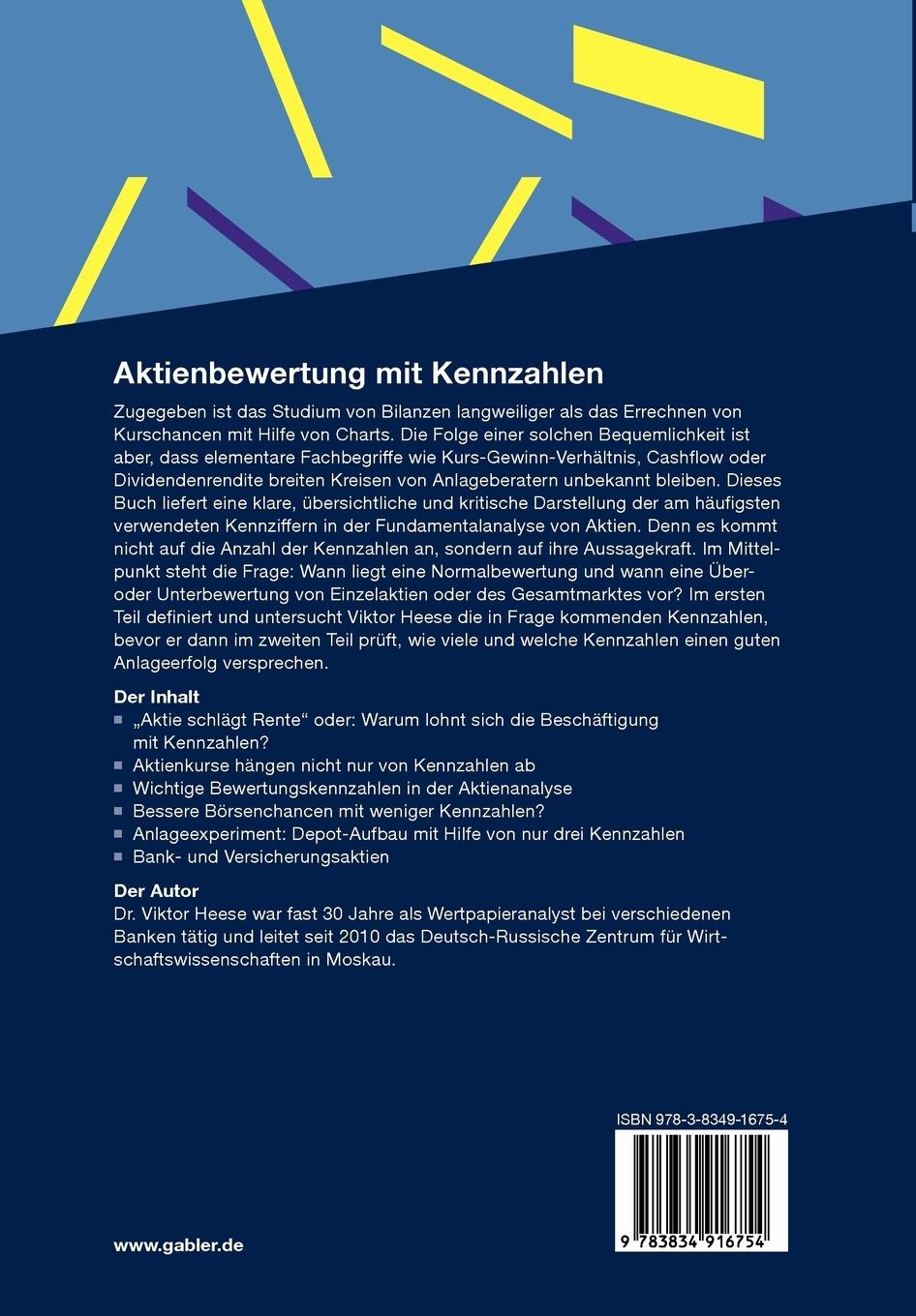 Rückseitencover Aktienbewertung mit Kennzahlen
