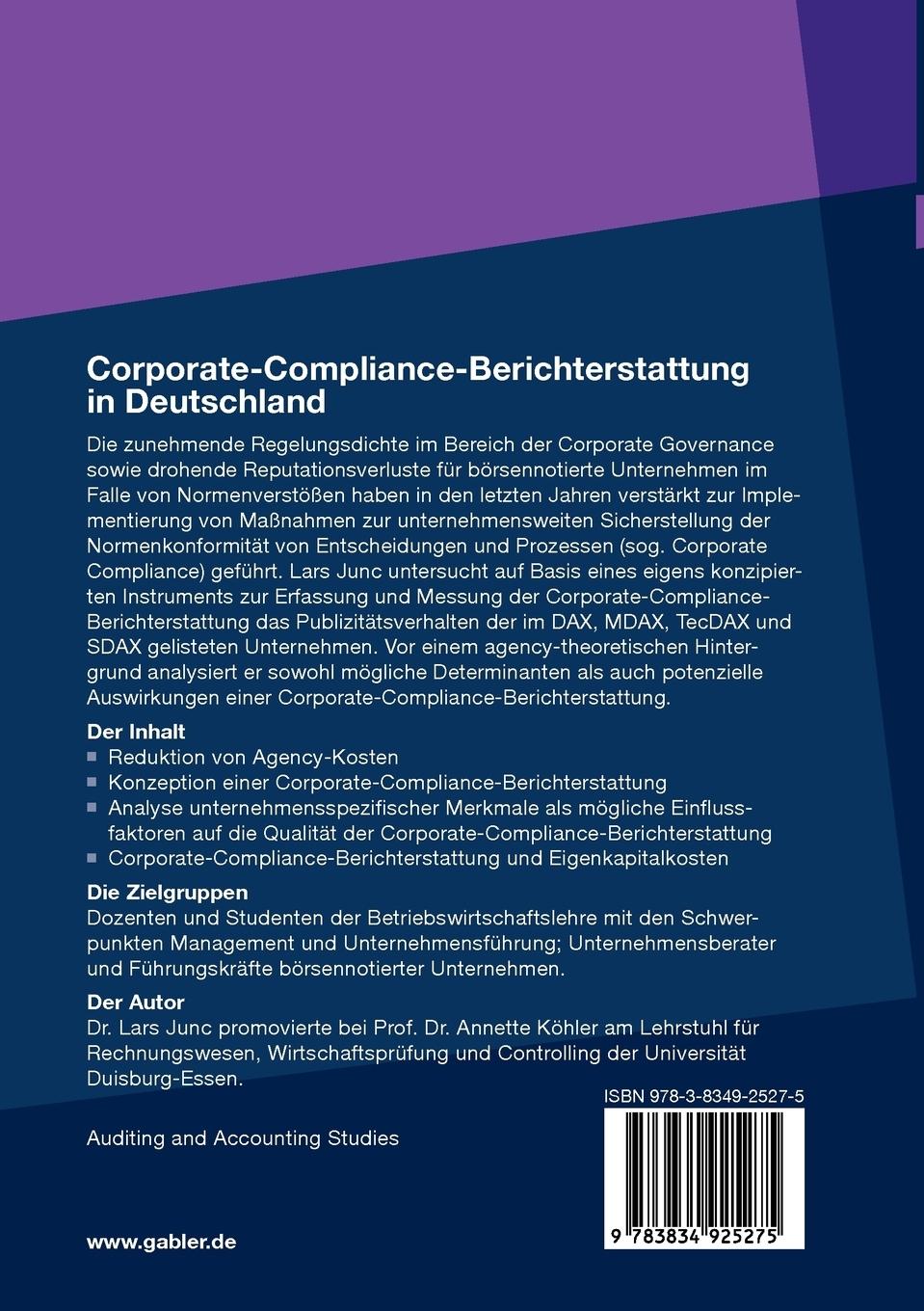 Rückseitencover Corporate-Compliance-Berichterstattung in Deutschland