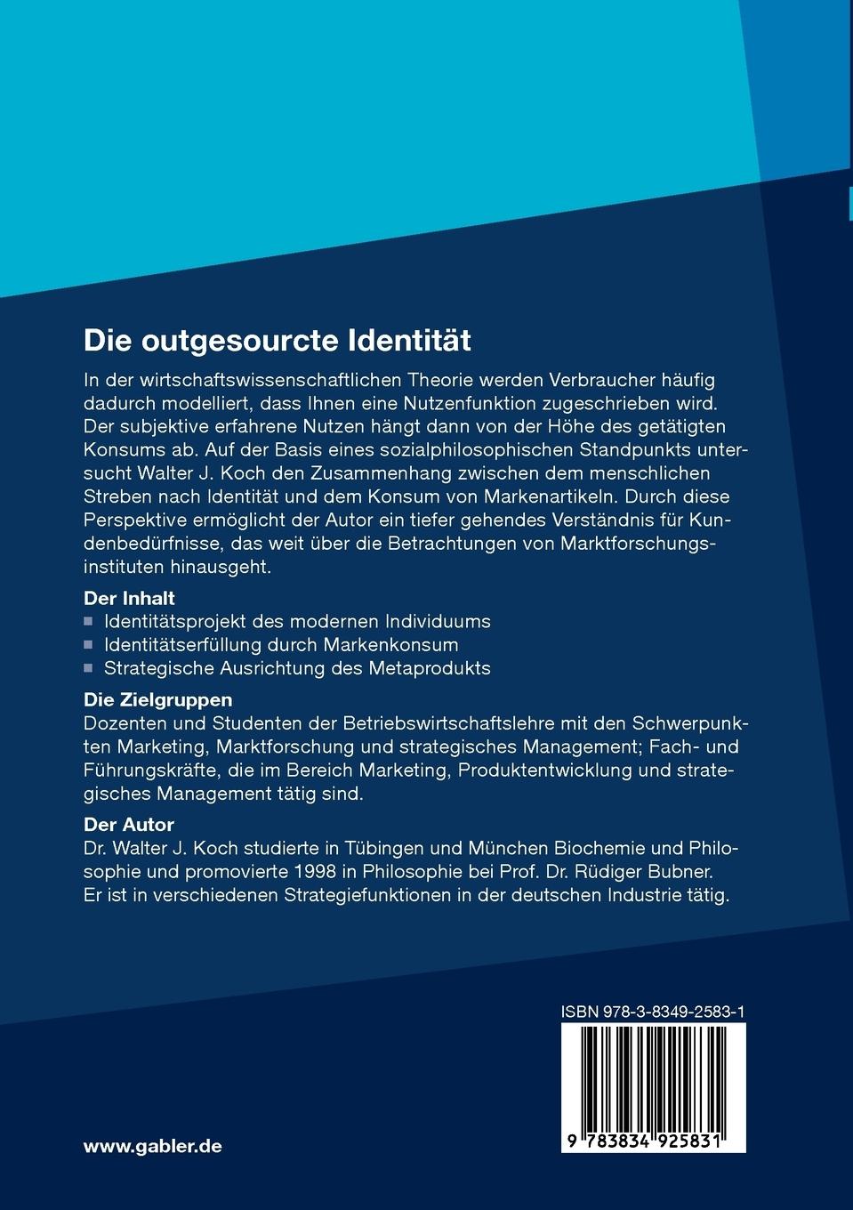 Rückseitencover Die outgesourcte Identität