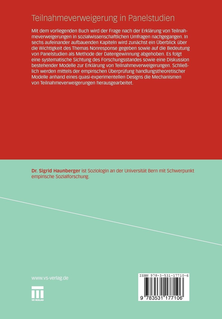 Rückseitencover Teilnahmeverweigerung in Panelstudien