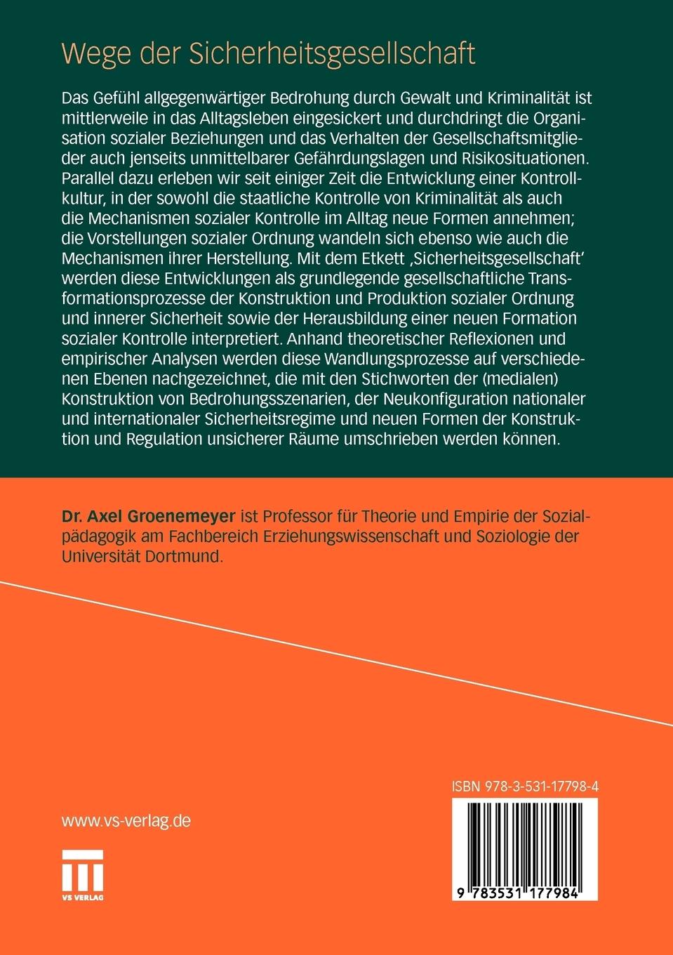 Rückseitencover Wege der Sicherheitsgesellschaft