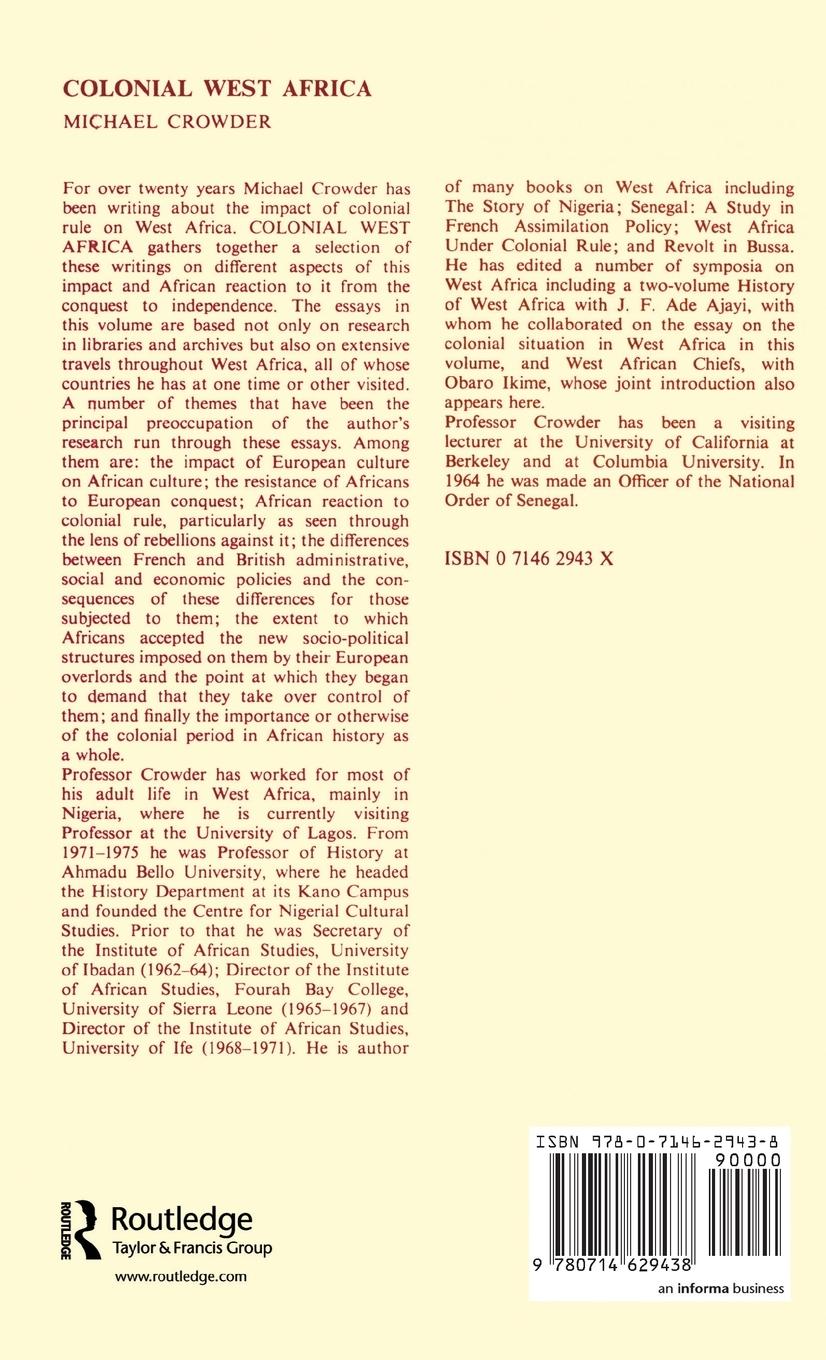 Rückseitencover Colonial West Africa